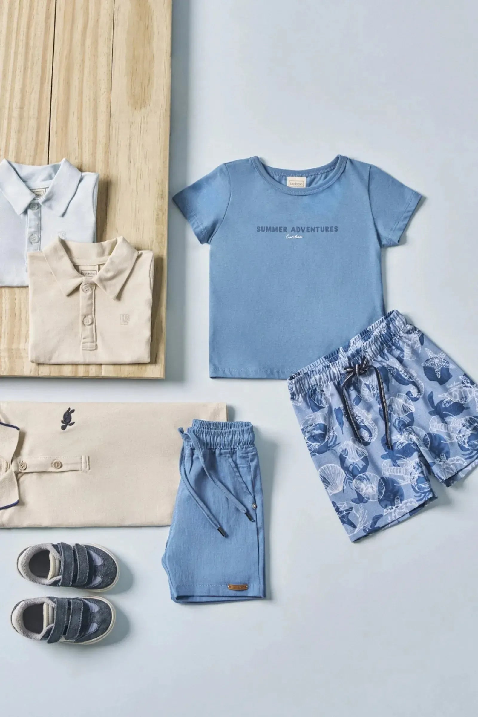 Conjunto de Camiseta em Meia Malha e Bermuda em Nylon Ergonomic com Elastano 83378 LucBoo Bebê Menino