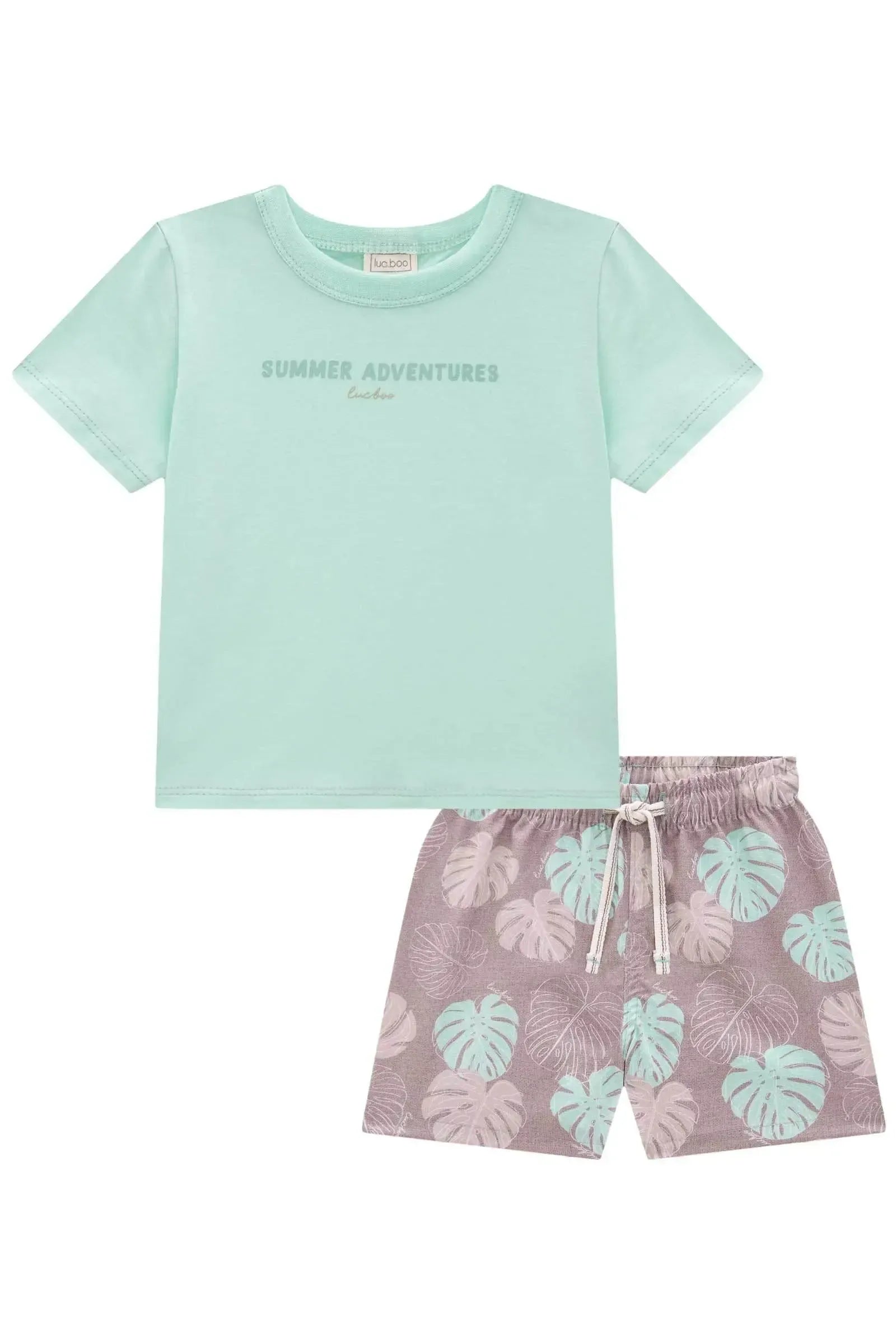 Conjunto de Camiseta em Meia Malha e Bermuda em Nylon Ergonomic com Elastano 83378 LucBoo Bebê Menino