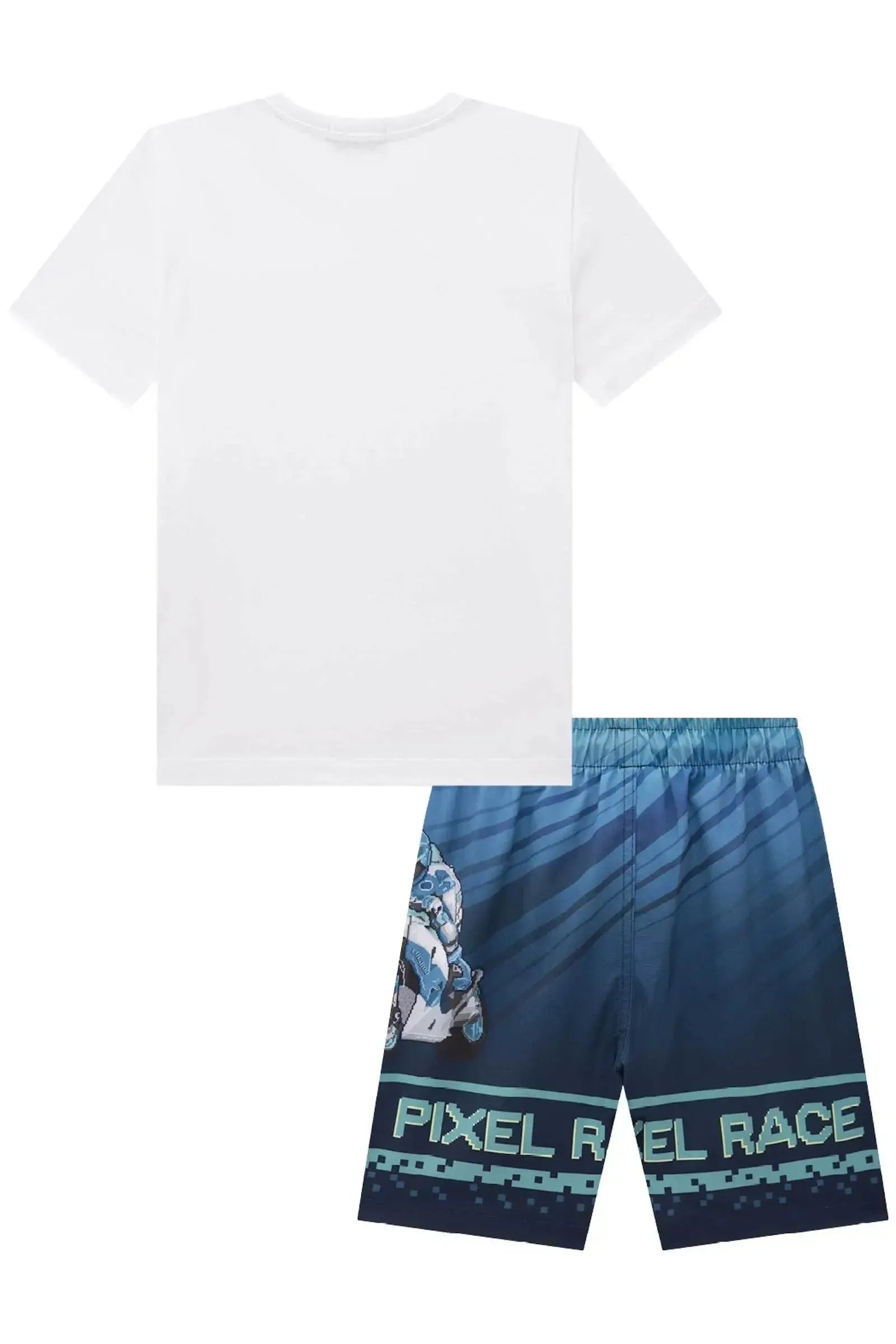 Conjunto de Camiseta em Meia Malha e Bermuda em Nylon Ergonomic com Elastano 84510 LucBoo Infantil Menino