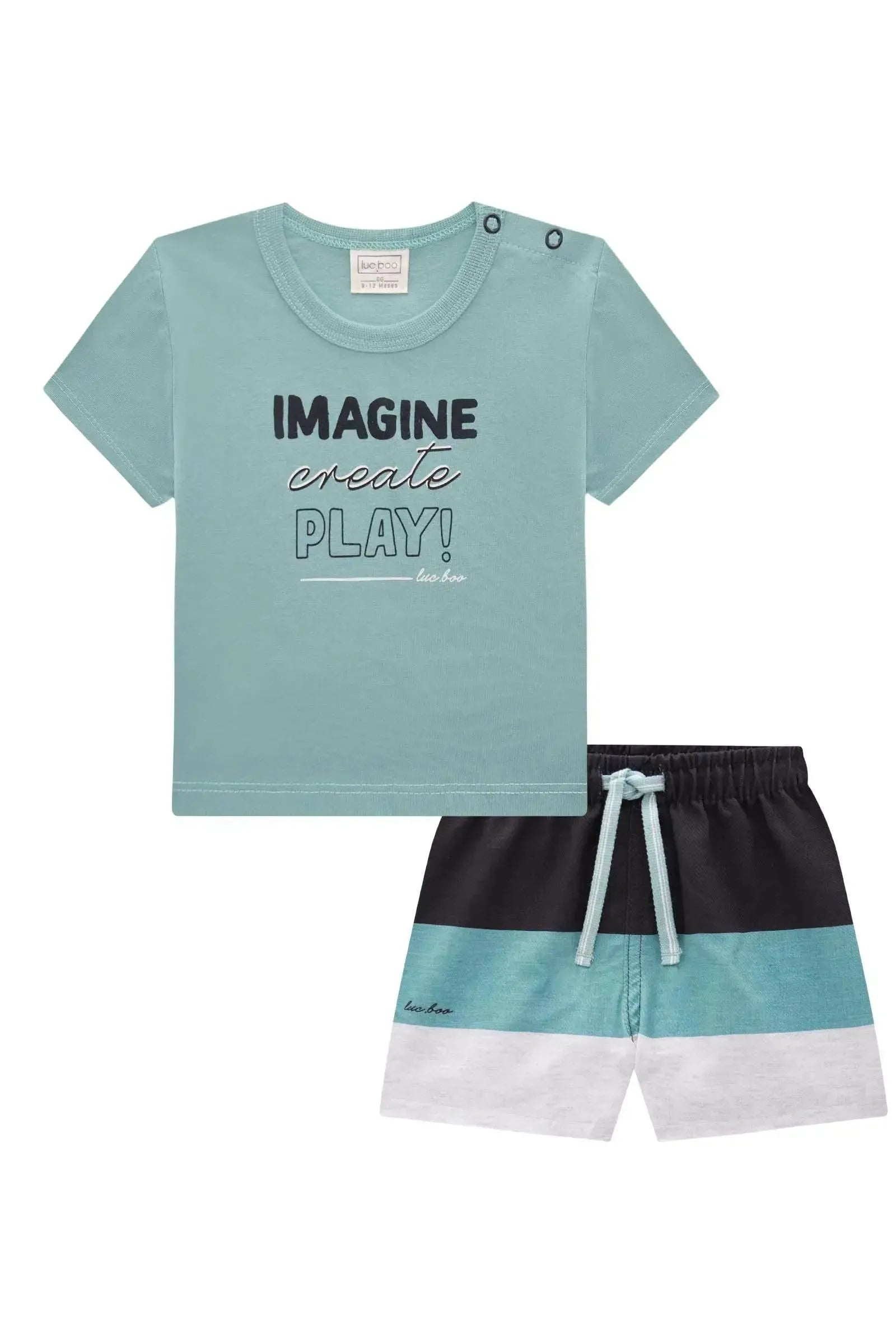 Conjunto de Camiseta em Meia Malha e Bermuda em Nylon Ergonomic com Elastano 84741 LucBoo Bebê Menino