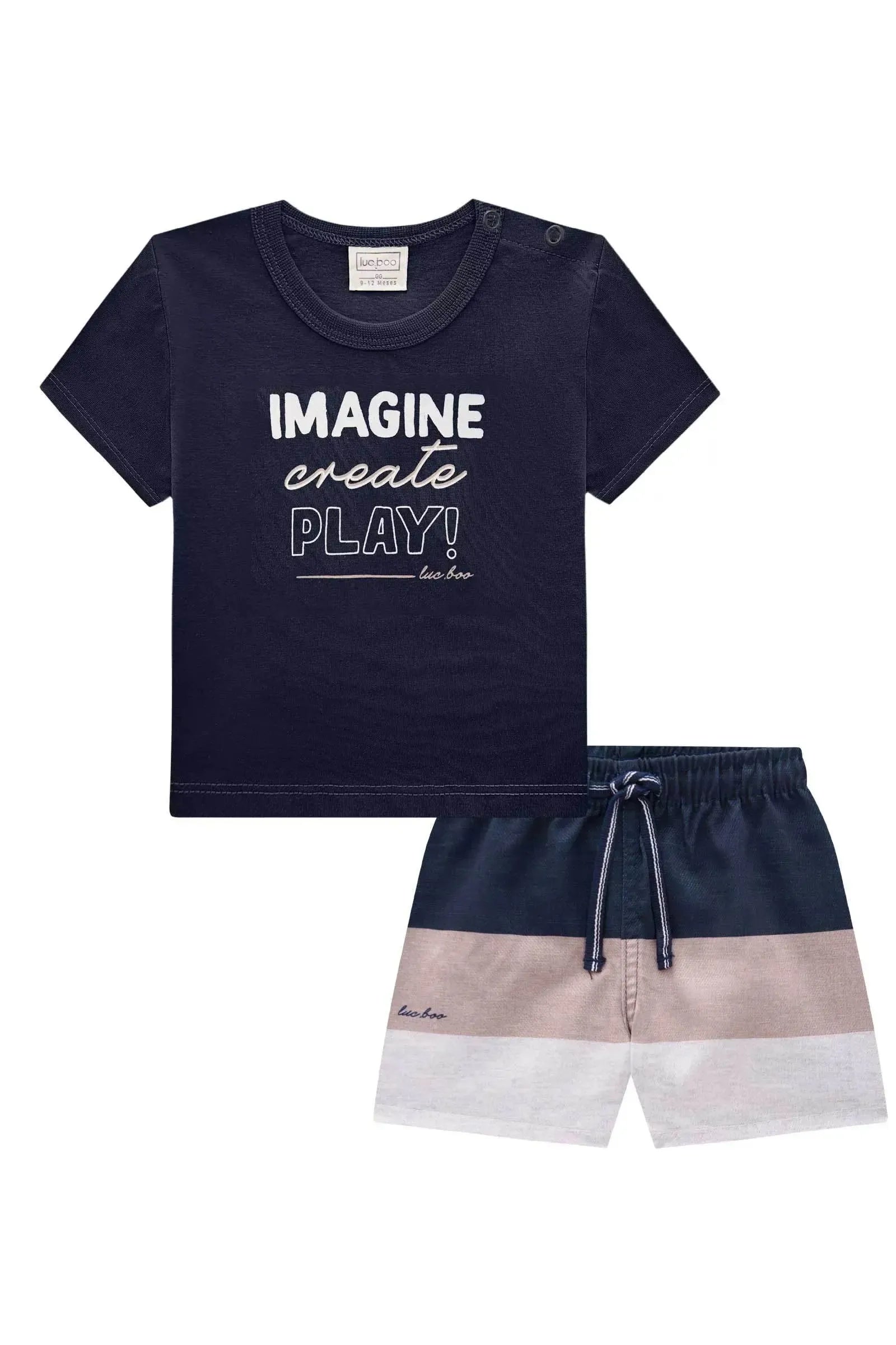 Conjunto de Camiseta em Meia Malha e Bermuda em Nylon Ergonomic com Elastano 84741 LucBoo Bebê Menino