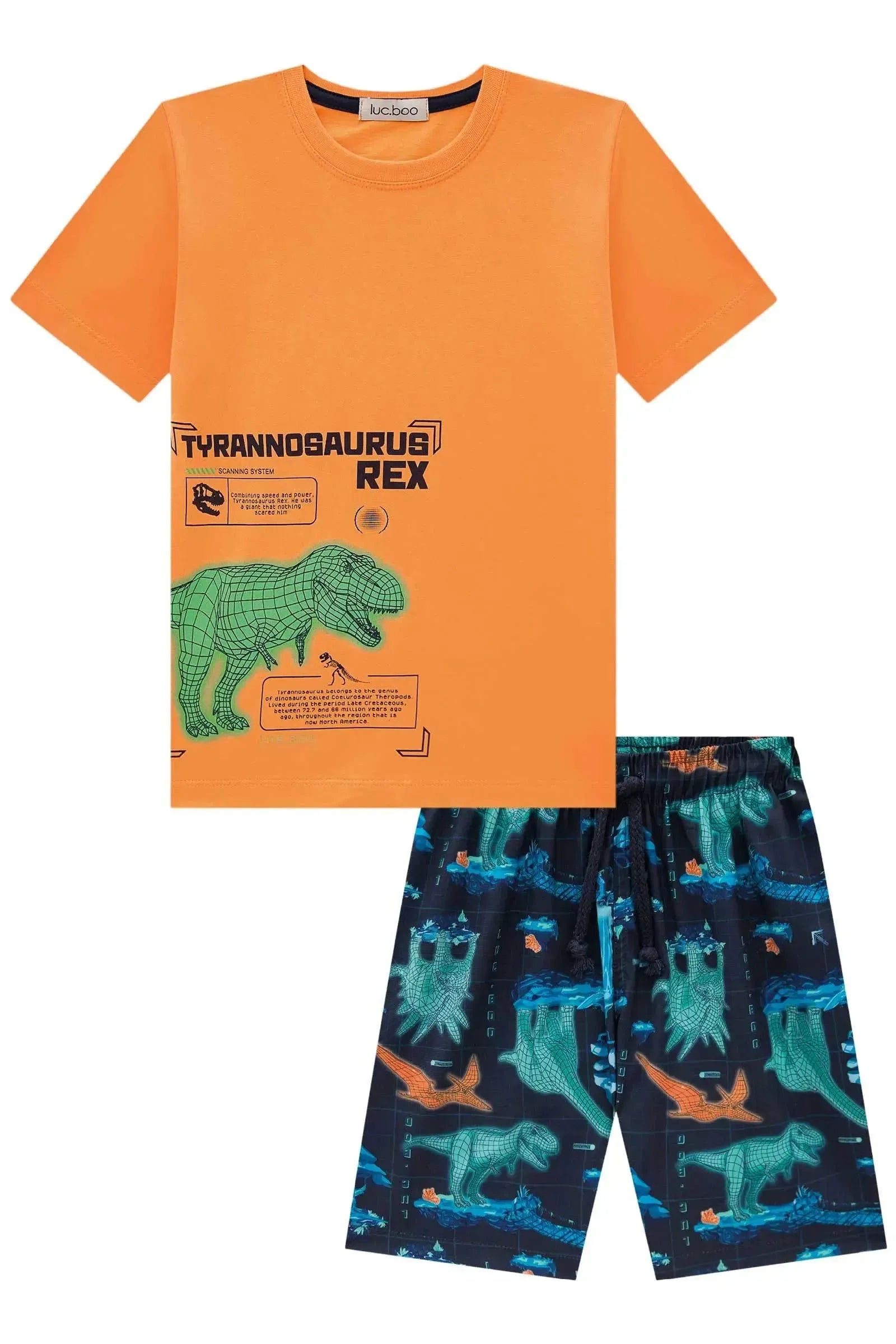 Conjunto de Camiseta em Meia Malha e Bermuda em Nylon Ergonomic com Elastano 85110 LucBoo Infantil Menino