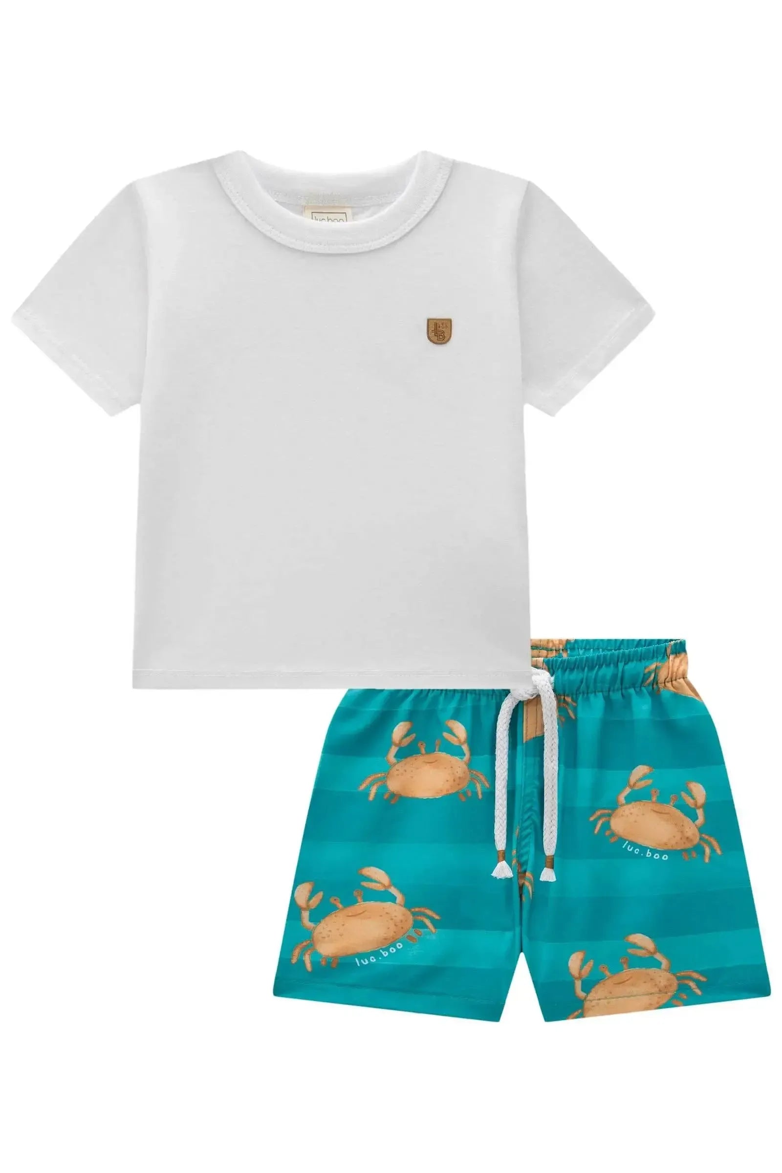 Conjunto de Camiseta em Meia Malha e Bermuda em Nylon Ergonomic com Elastano 85954 LucBoo Bebê Menino
