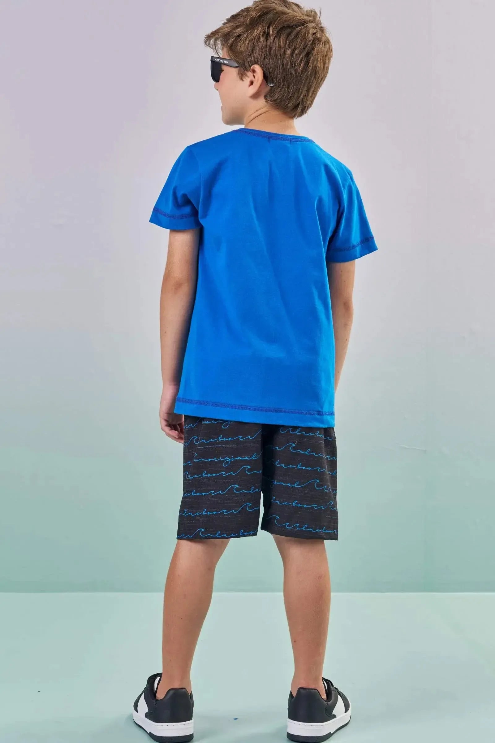 Conjunto de Camiseta em Meia Malha e Bermuda em Nylon Ergonomic com Elastano 87596 LucBoo Infantil Menino