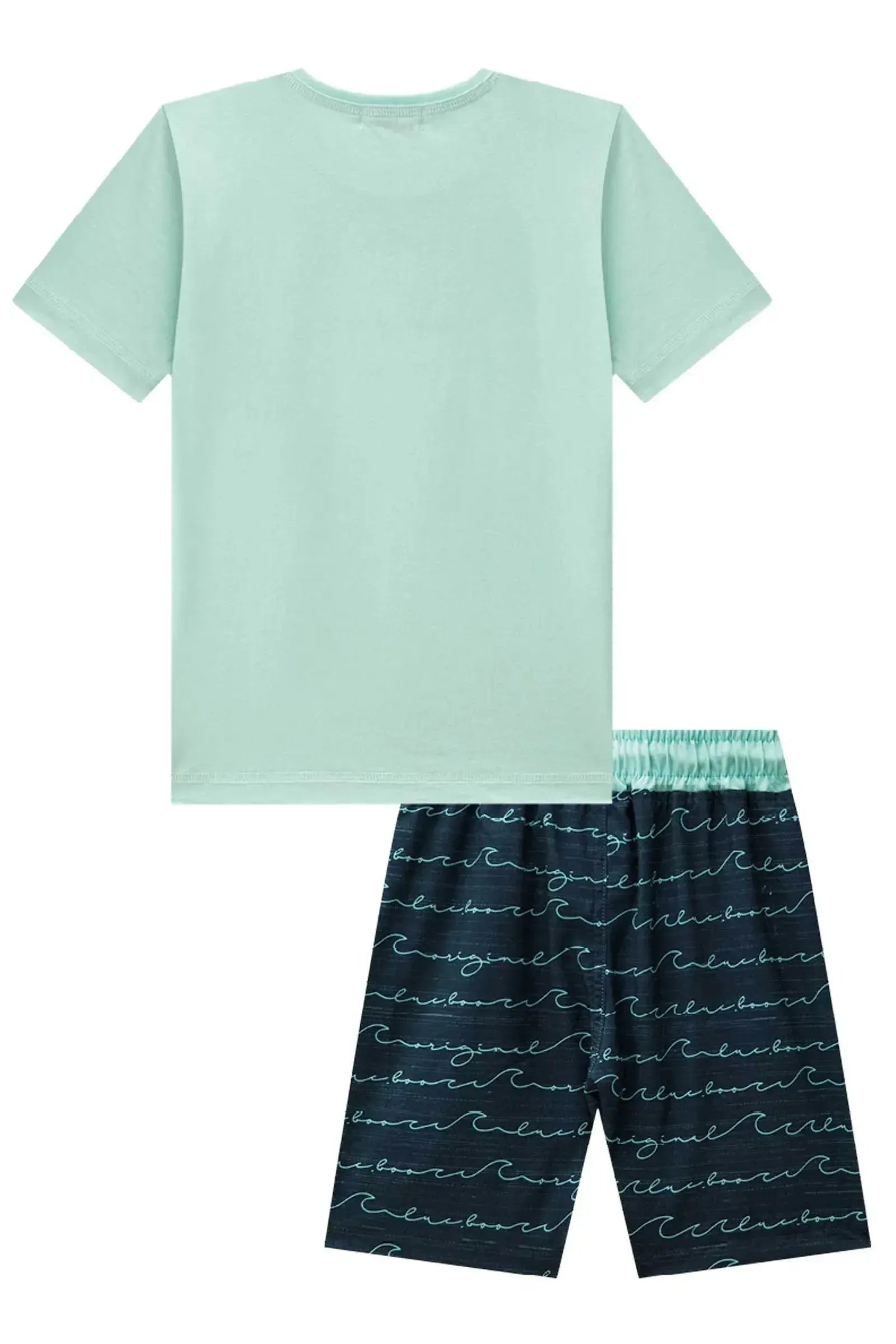 Conjunto de Camiseta em Meia Malha e Bermuda em Nylon Ergonomic com Elastano 87596 LucBoo Infantil Menino