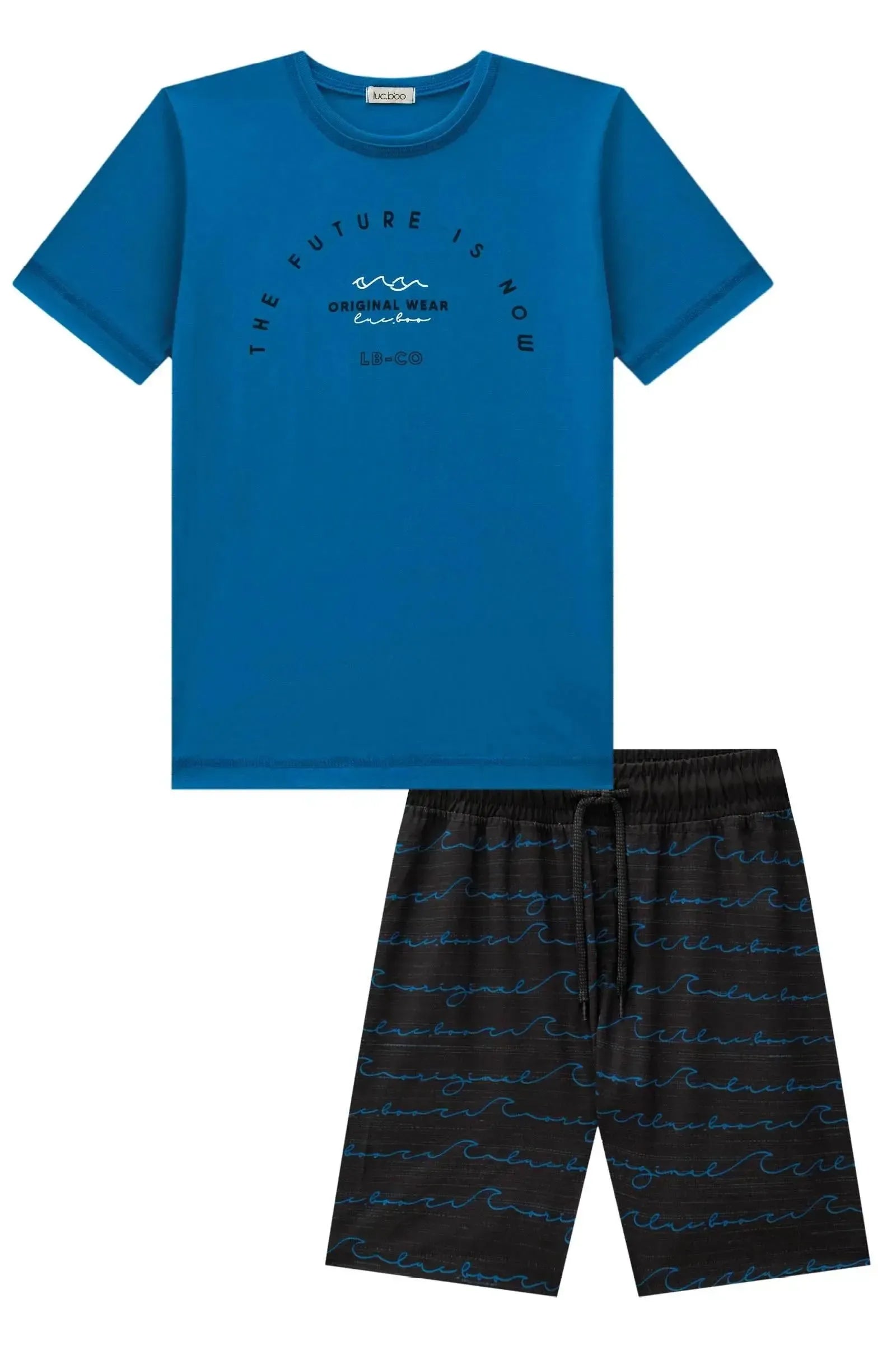Conjunto de Camiseta em Meia Malha e Bermuda em Nylon Ergonomic com Elastano 87596 LucBoo Infantil Menino