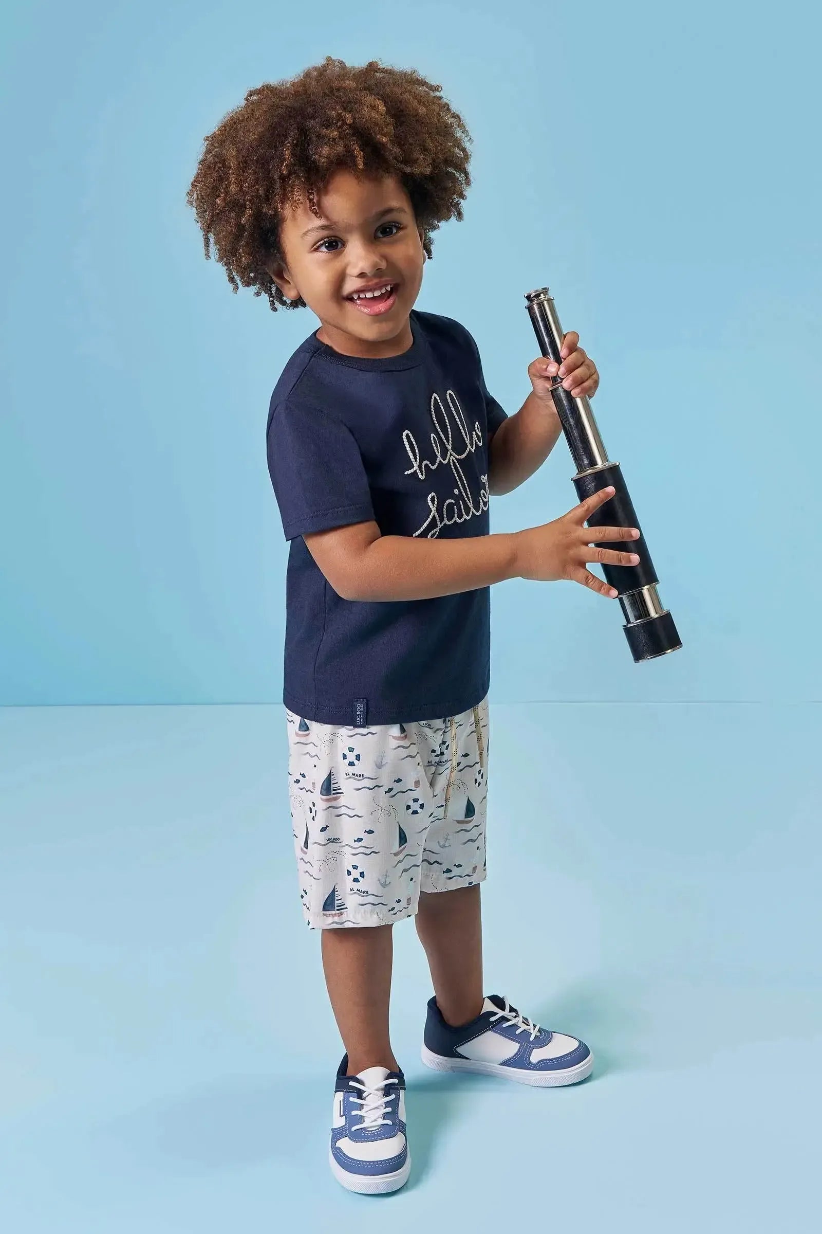Conjunto de Camiseta em Meia Malha e Bermuda em Nylon Ergonomic com Elastano 95453 LucBoo Infantil Menino