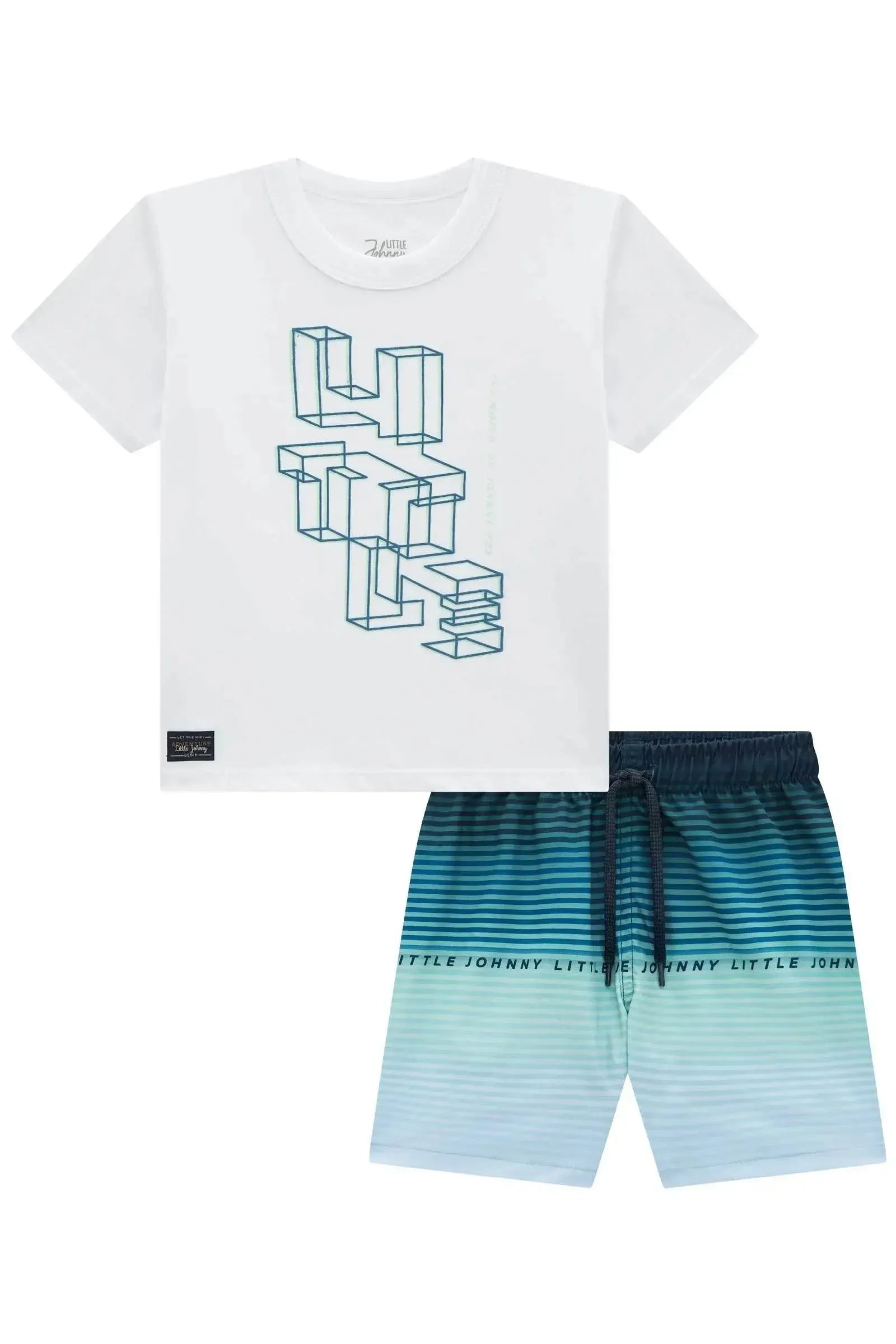 Conjunto de Camiseta em Meia Malha e Bermuda em Nylon Ergonomic com Elastano 95704 Johnny Fox Teen Menino