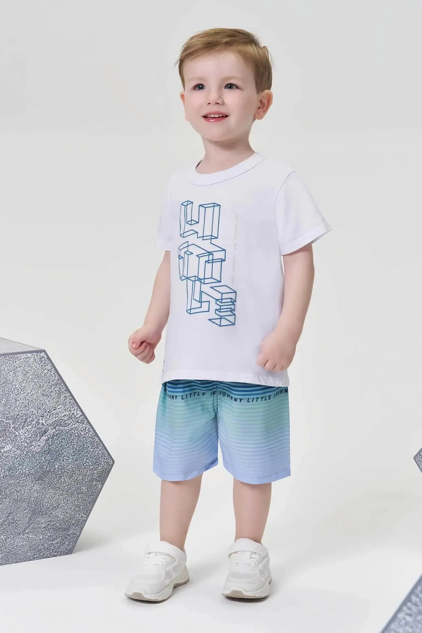 Conjunto de Camiseta em Meia Malha e Bermuda em Nylon Ergonomic com Elastano 95704 Johnny Fox Teen Menino