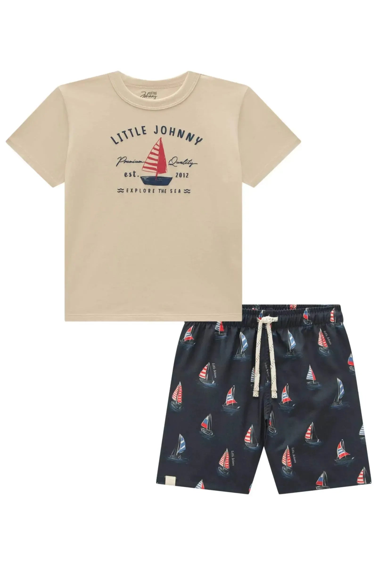 Conjunto de Camiseta em Meia Malha e Bermuda em Nylon Ergonomic com Elastano 95708 Johnny Fox Teen Menino