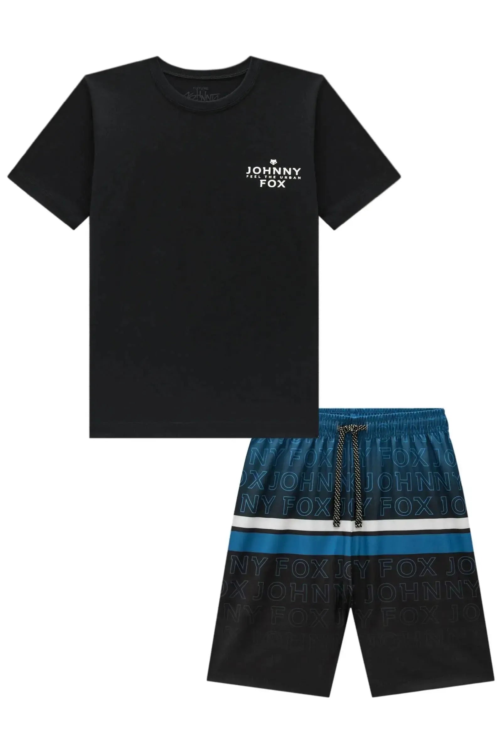 Conjunto de Camiseta em Meia Malha e Bermuda em Nylon Ergonomic com Elastano 96865 Johnny Fox Teen Menino