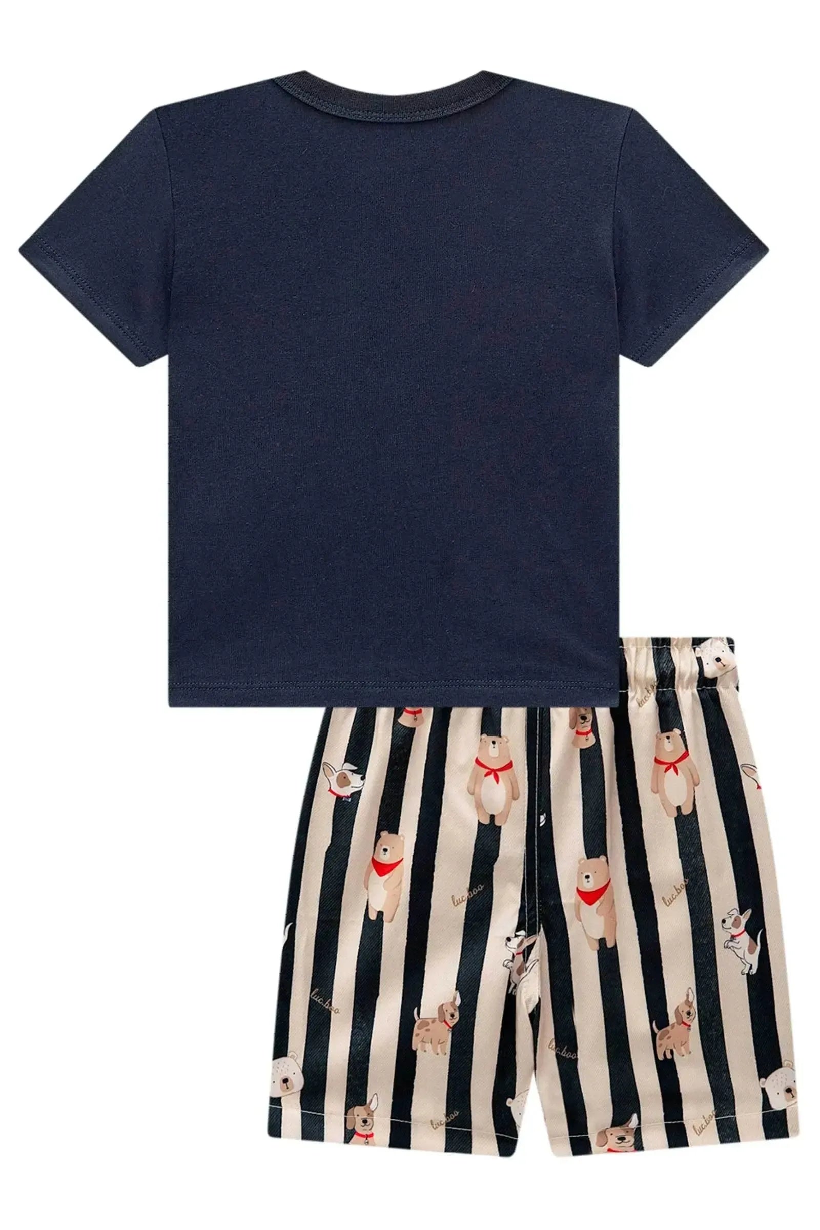 Conjunto de Camiseta em Meia Malha e Bermuda em Nylon Ergonomic com Elastano 97910 LucBoo Infantil Menino