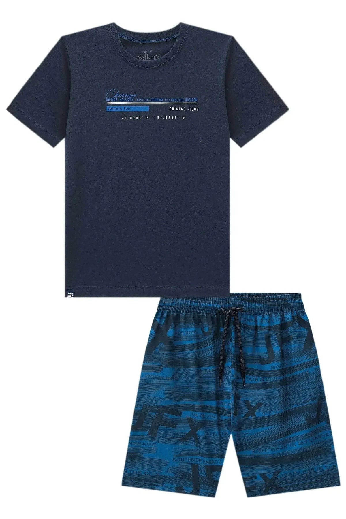 Conjunto de Camiseta em Meia Malha e Bermuda em Nylon Ergonomic com Elastano 97973 Johnny Fox Teen Menino