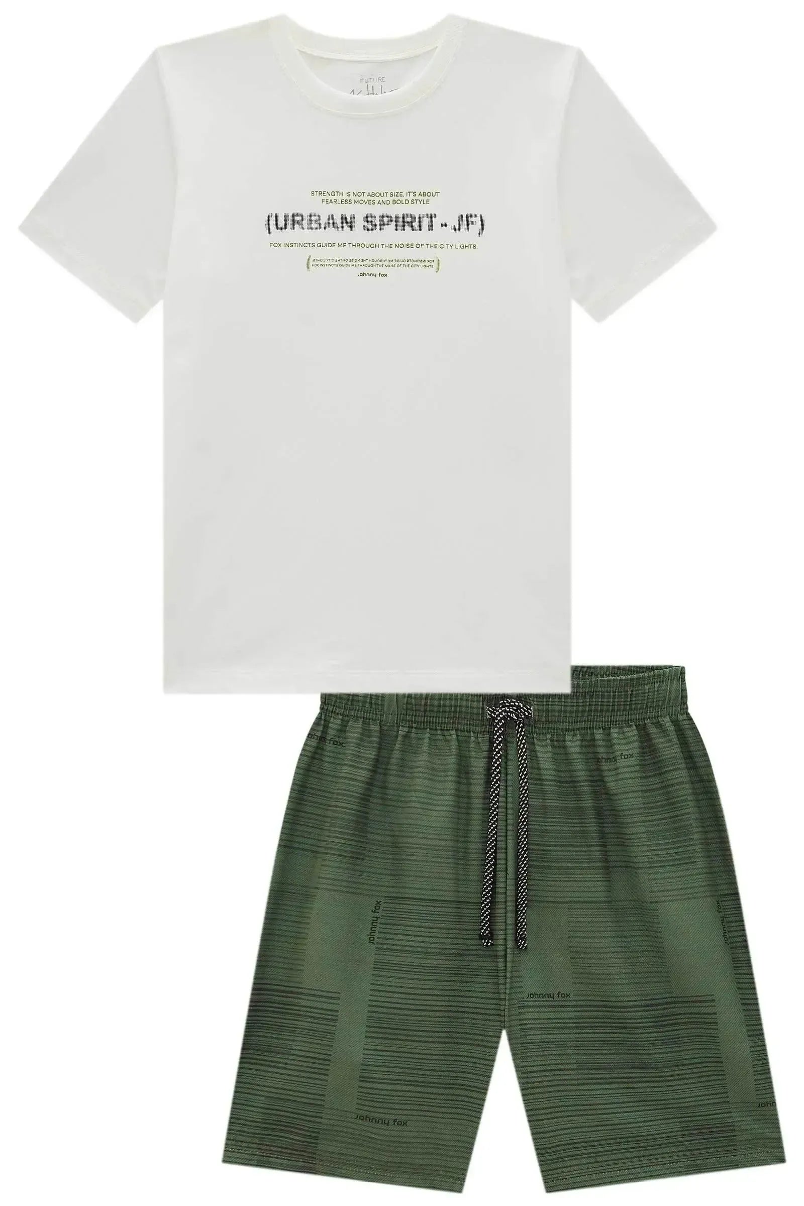 Conjunto de Camiseta em Meia Malha e Bermuda em Nylon Ergonomic com Elastano 97985 Johnny Fox Teen Menino