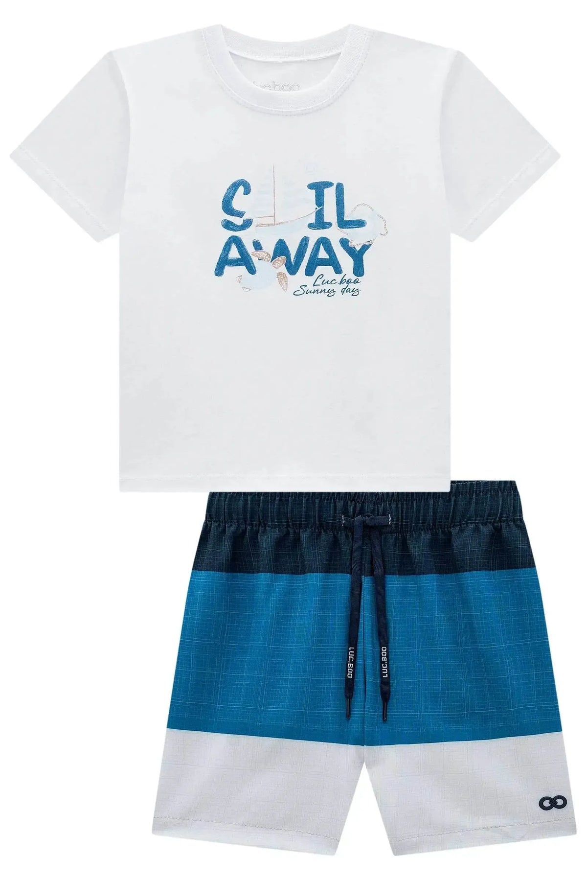 Conjunto de Camiseta em Meia Malha e Bermuda em Nylon Ergonomic com Elastano 98232 LucBoo Infantil Menino