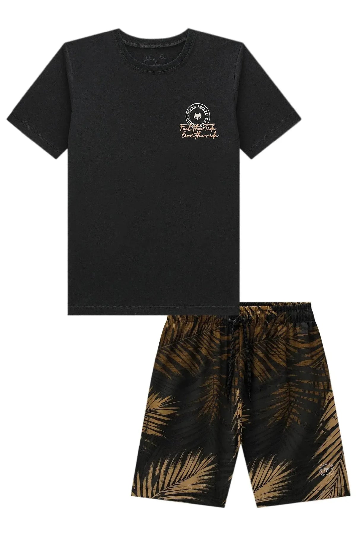 Conjunto de Camiseta em Meia Malha e Bermuda em Nylon Ergonomic com Elastano 98696 Johnny Fox Teen Menino