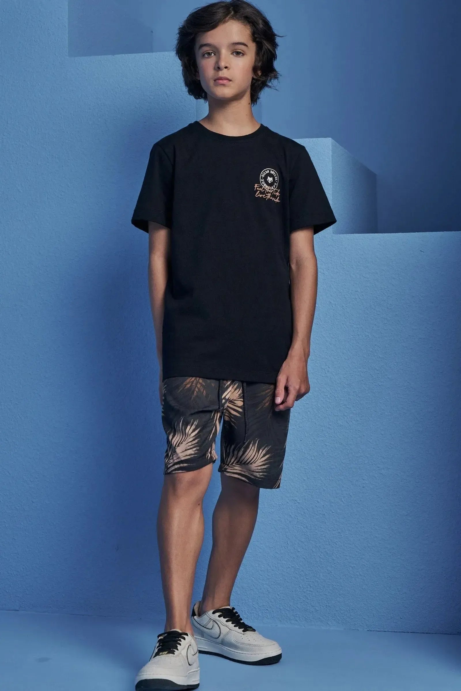 Conjunto de Camiseta em Meia Malha e Bermuda em Nylon Ergonomic com Elastano 98696 Johnny Fox Teen Menino