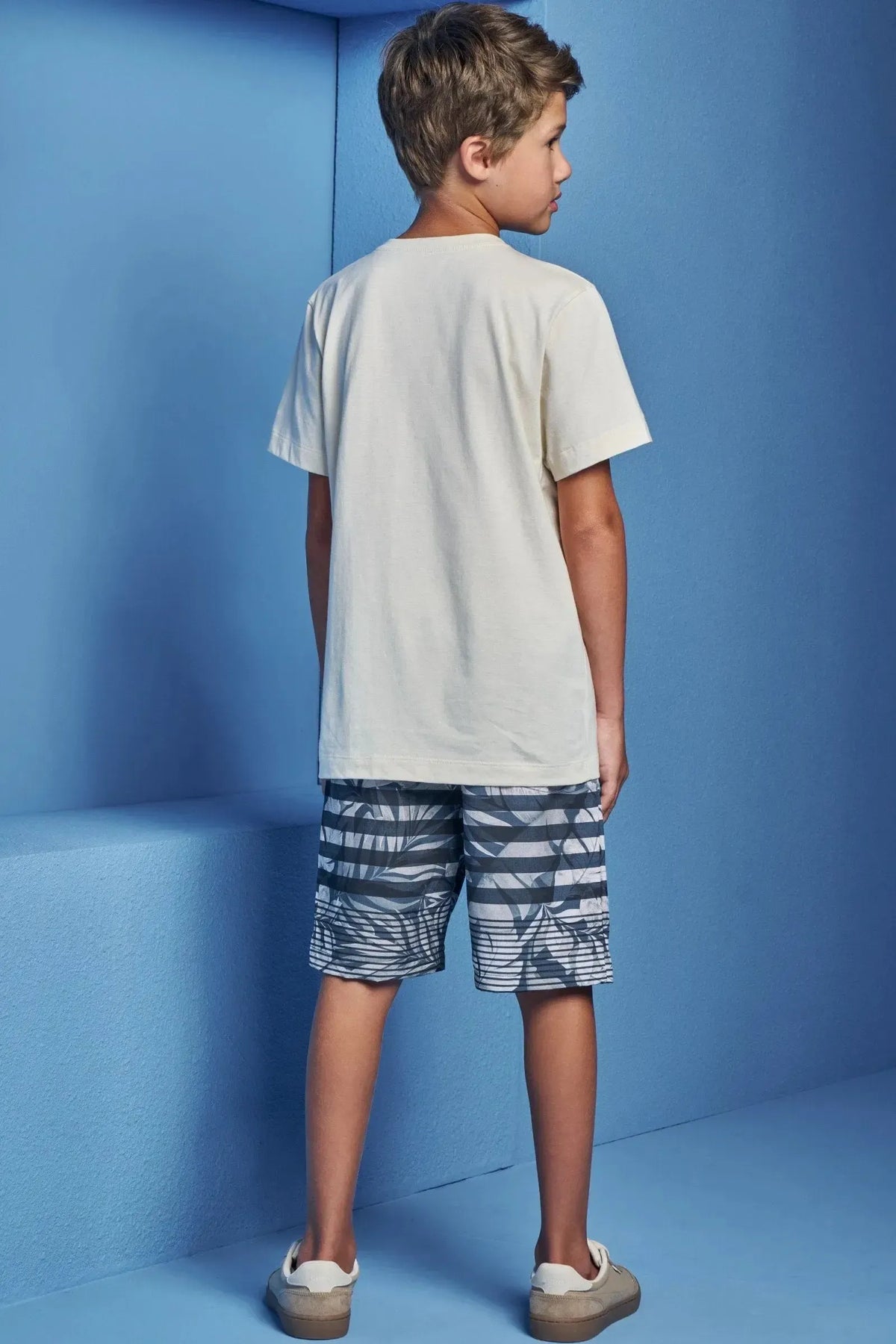 Conjunto de Camiseta em Meia Malha e Bermuda em Nylon Ergonomic com Elastano 98847 Johnny Fox Teen Menino
