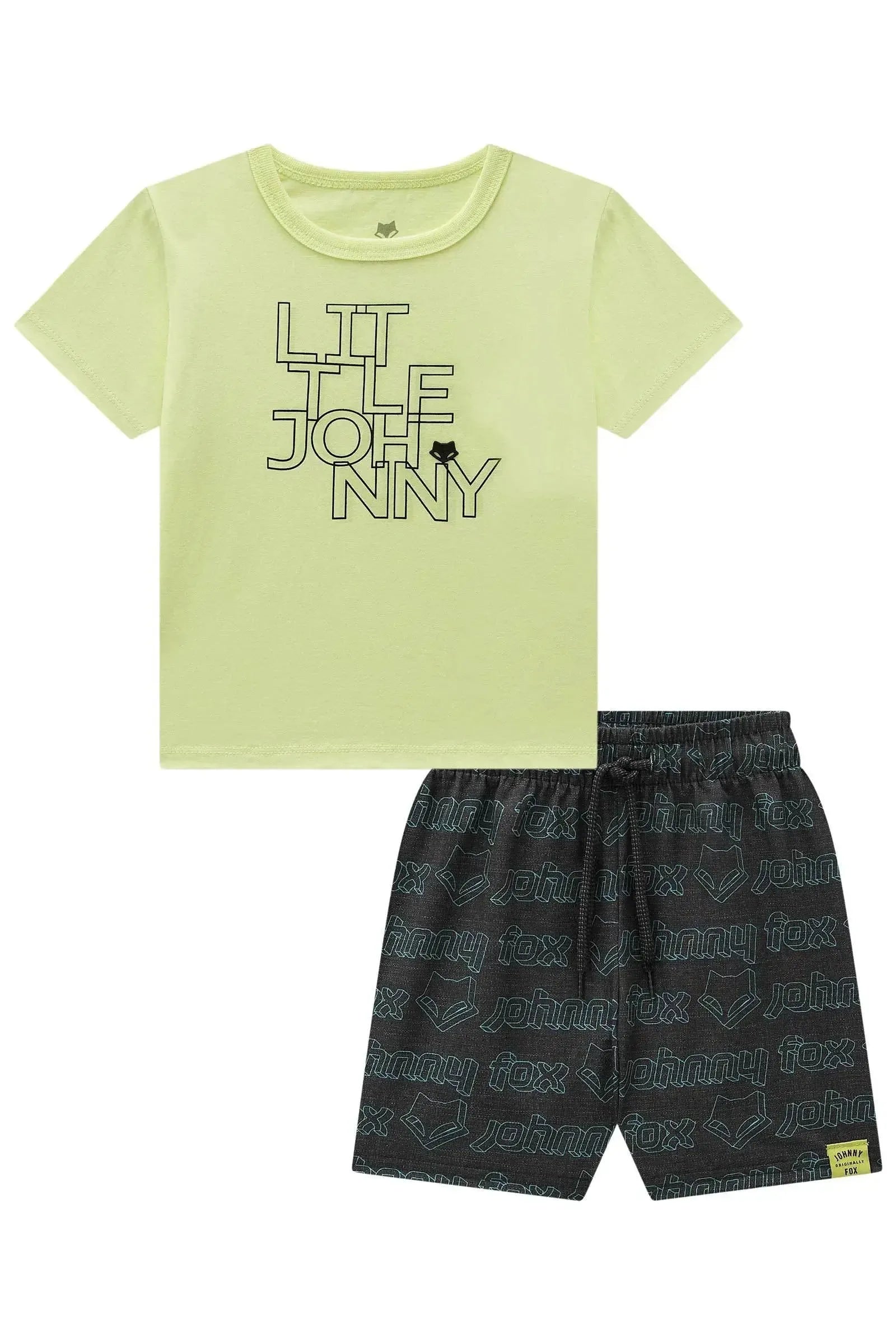 Conjunto de Camiseta em Meia Malha e Bermuda em Nylon Ergonomic com Elastano 99249 Johnny Fox Teen Menino