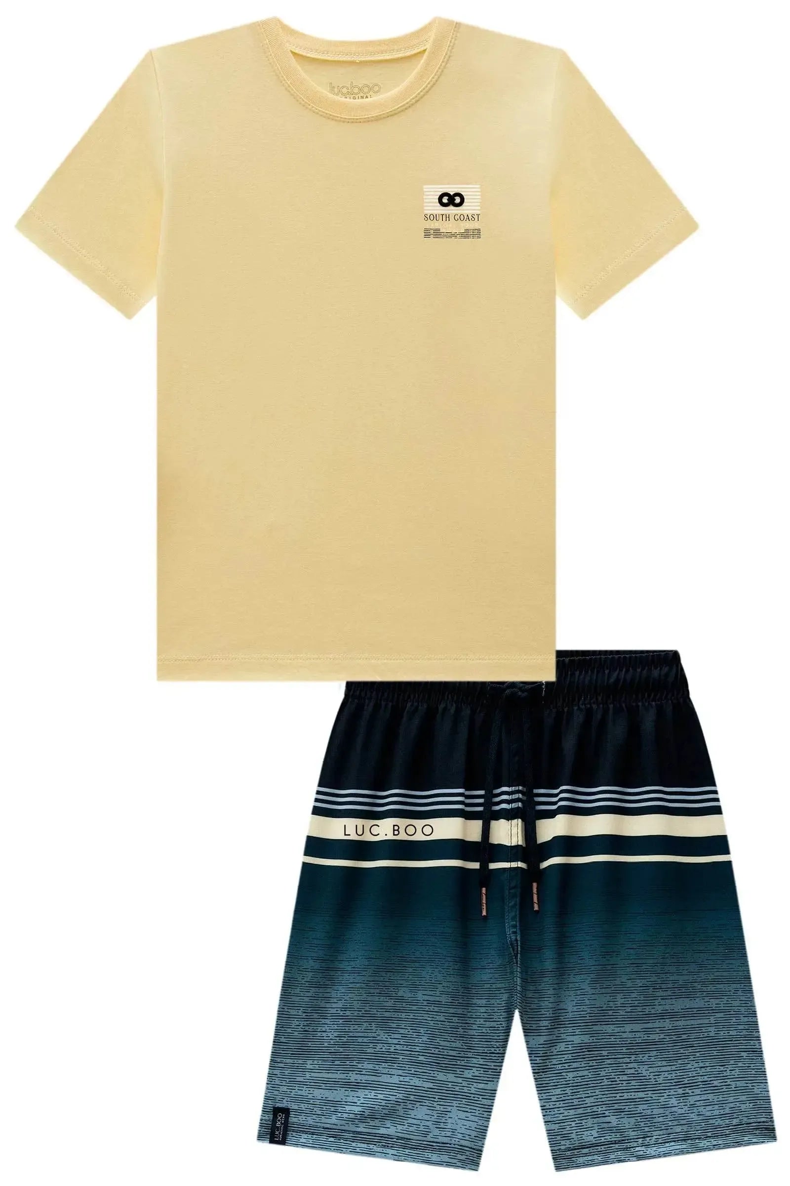 Conjunto de Camiseta em Meia Malha e Bermuda em Nylon Ergonomic com Elastano 99334 LucBoo Infantil Menino