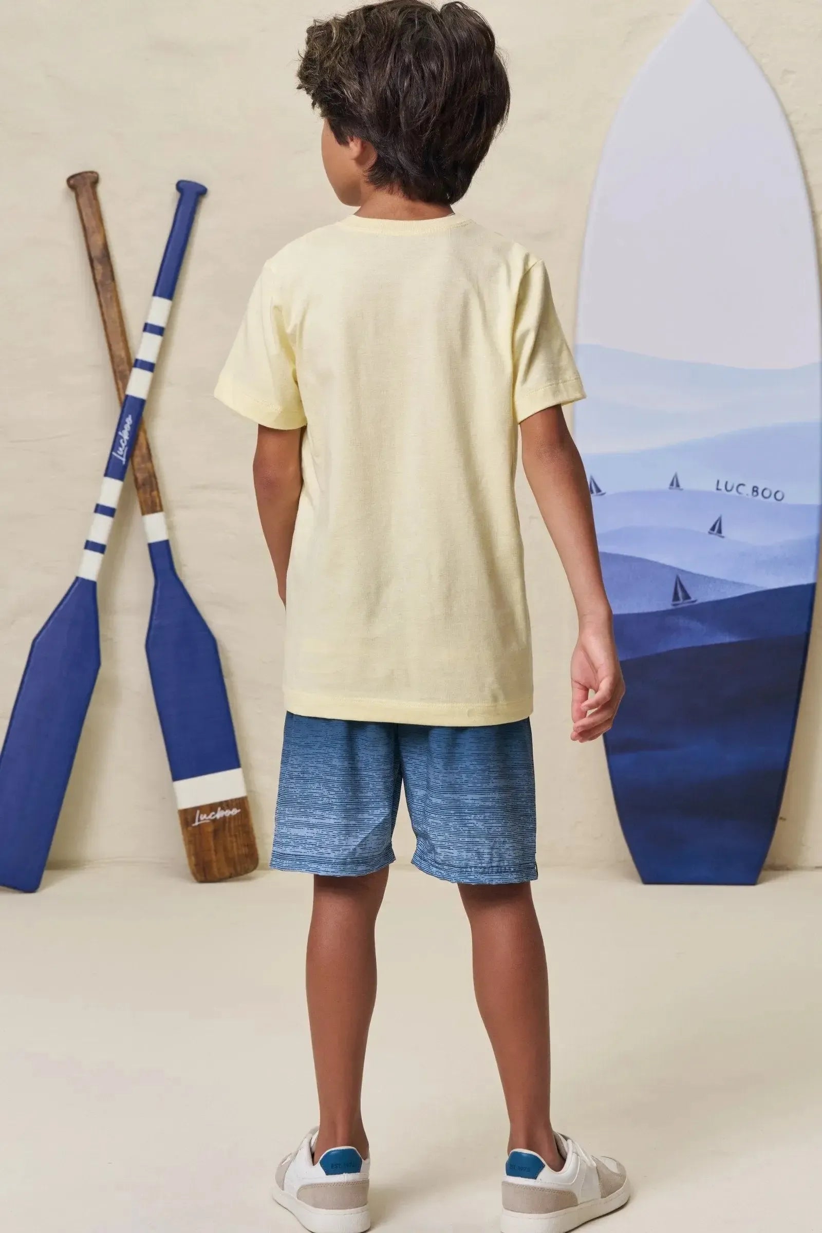Conjunto de Camiseta em Meia Malha e Bermuda em Nylon Ergonomic com Elastano 99334 LucBoo Infantil Menino