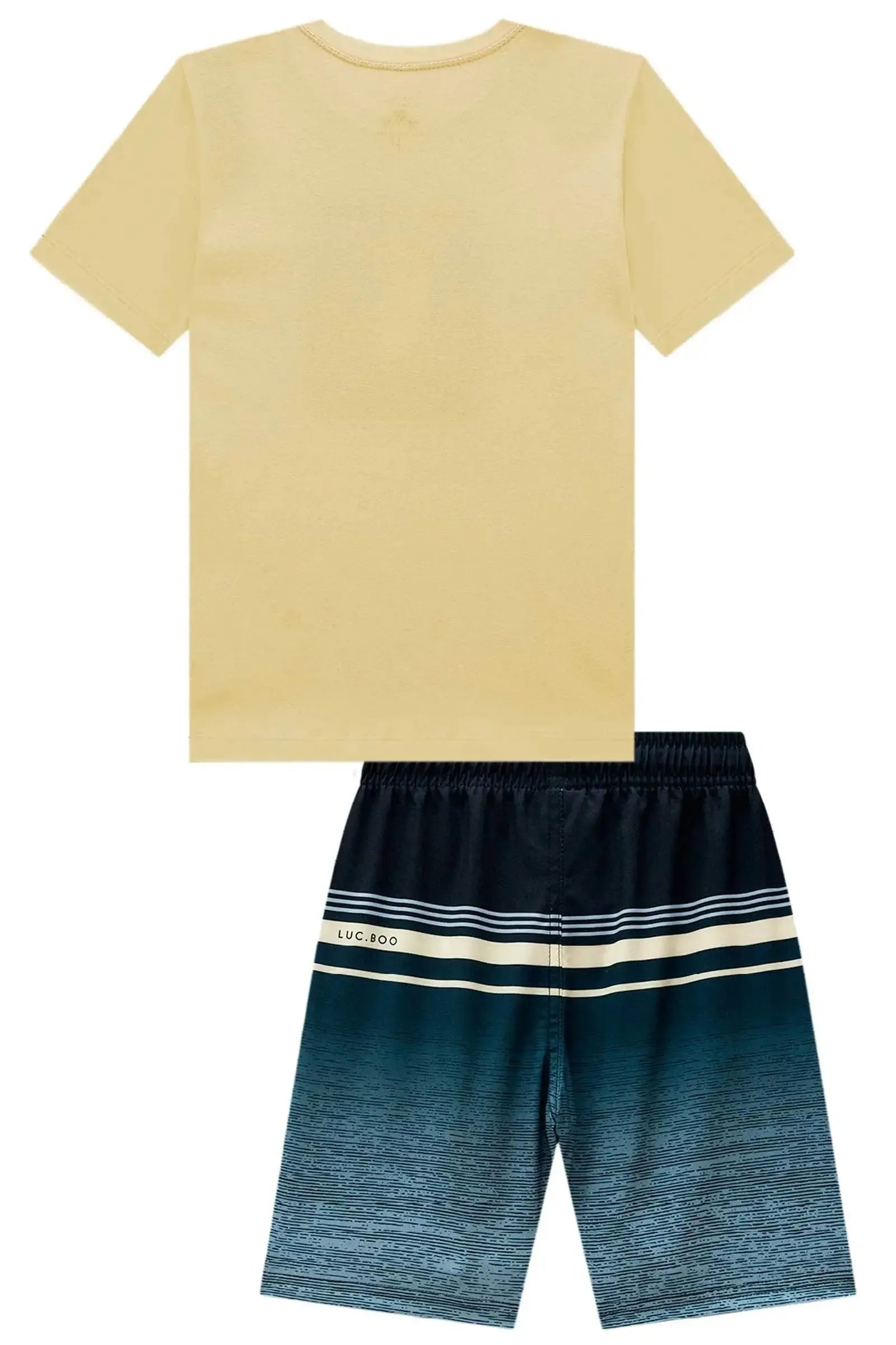 Conjunto de Camiseta em Meia Malha e Bermuda em Nylon Ergonomic com Elastano 99334 LucBoo Infantil Menino