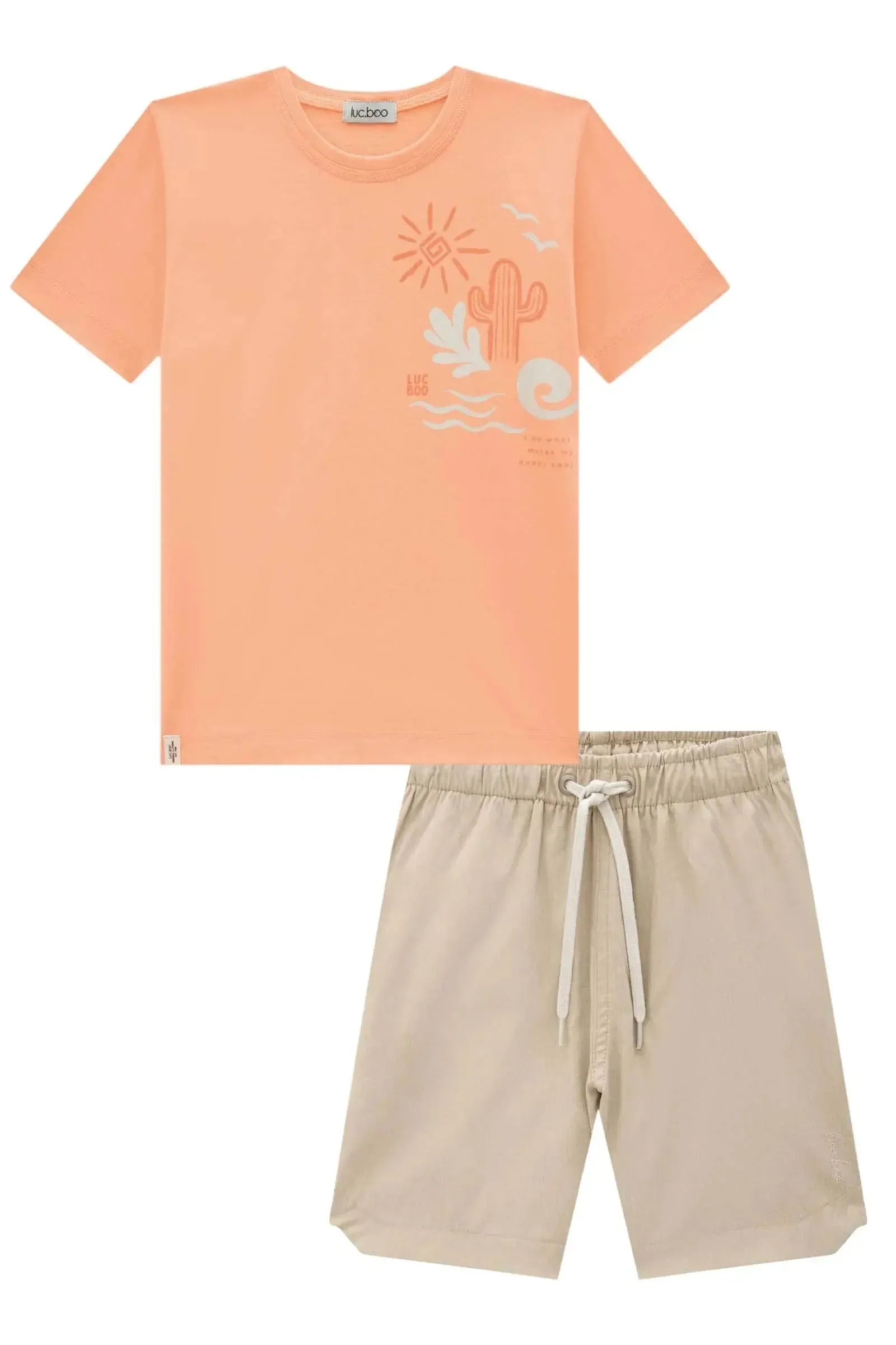 Conjunto de Camiseta em Meia Malha e Bermuda em Nylon Hidronatic com Elastano 86580 LucBoo Infantil Menino