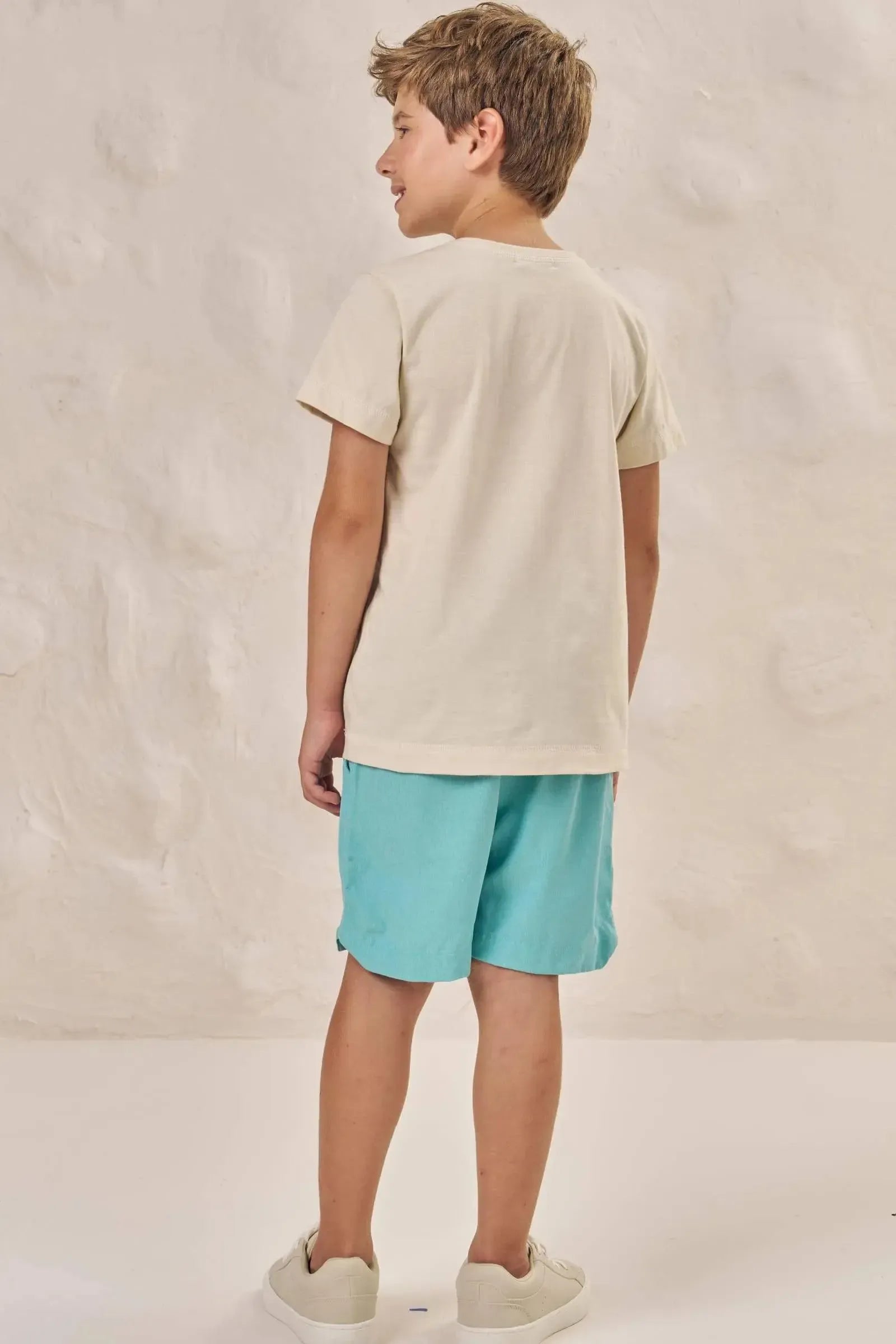 Conjunto de Camiseta em Meia Malha e Bermuda em Nylon Hidronatic com Elastano 86580 LucBoo Infantil Menino