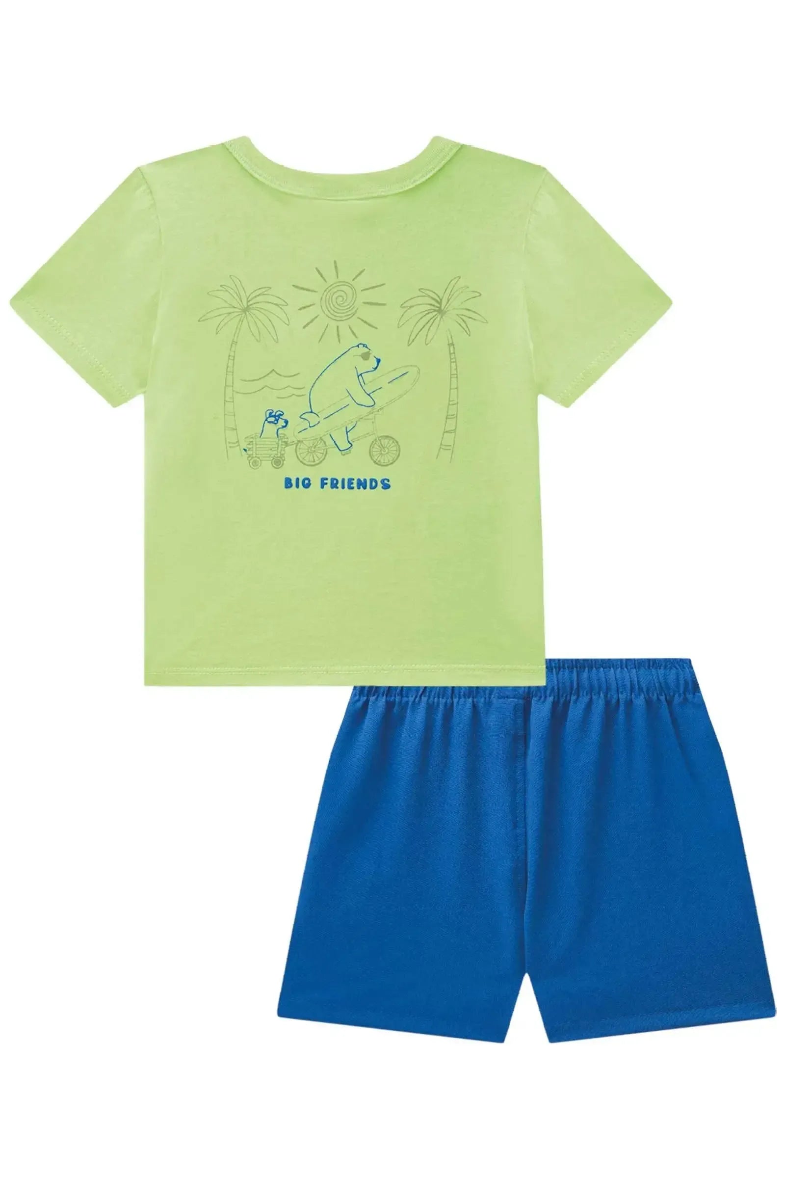 Conjunto de Camiseta em Meia Malha e Bermuda em Nylon Hidronatic com Elastano 87295 LucBoo Bebê Menino