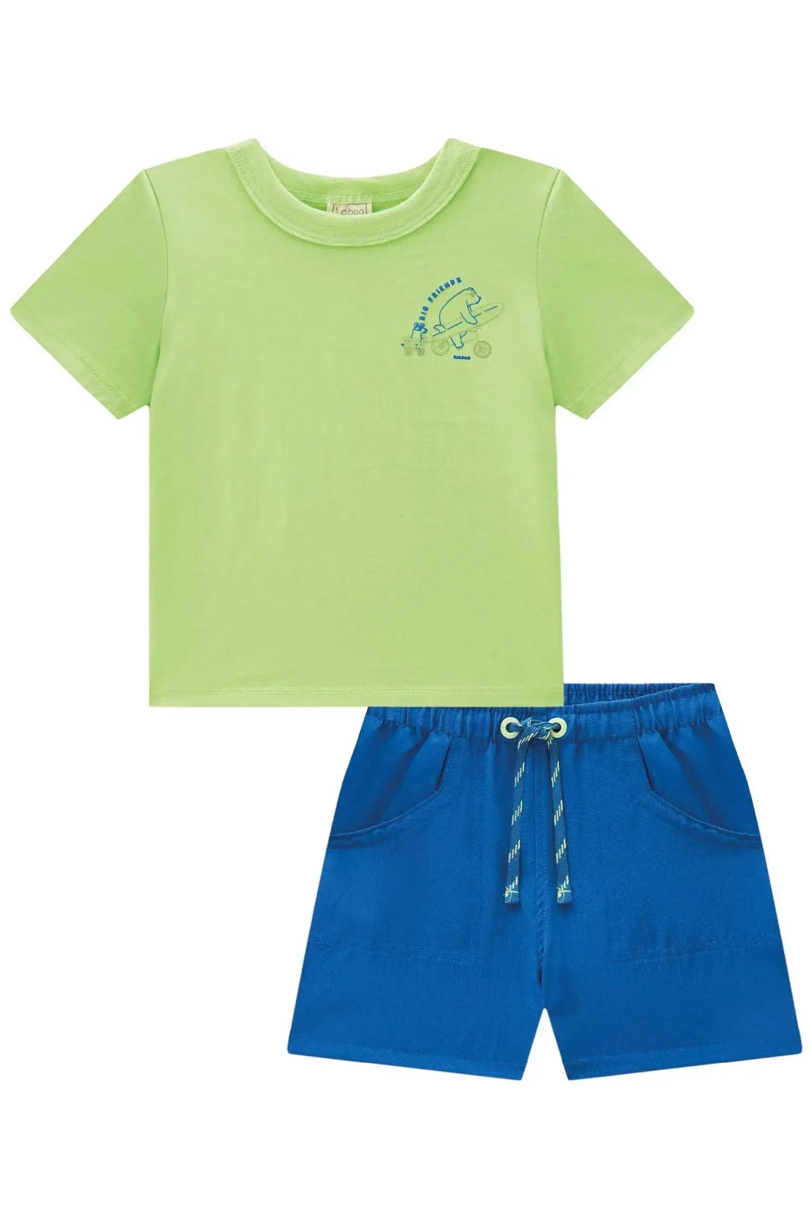 Conjunto de Camiseta em Meia Malha e Bermuda em Nylon Hidronatic com Elastano 87295 LucBoo Bebê Menino