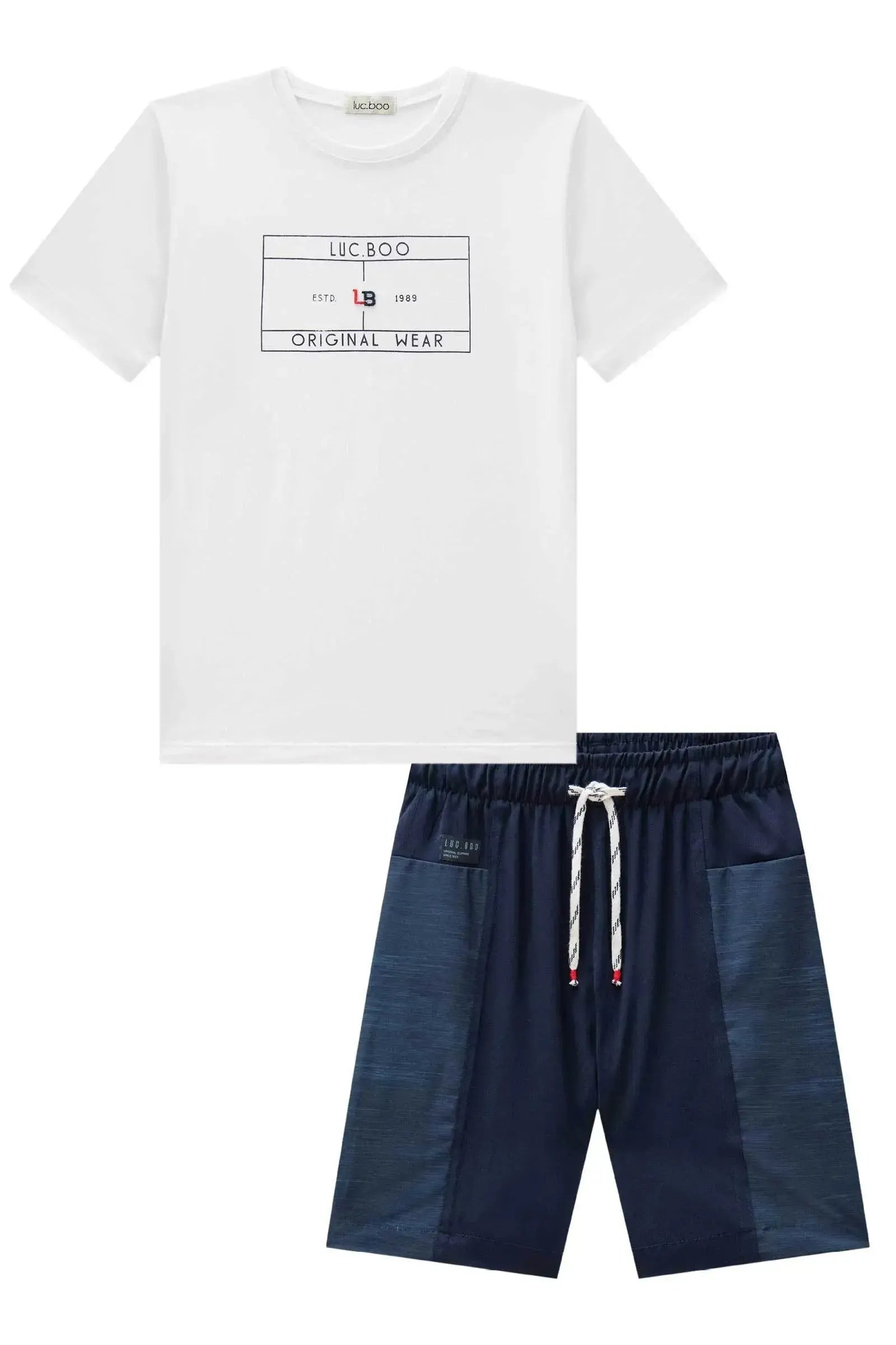 Conjunto de Camiseta em Meia Malha e Bermuda em Nylon Hidronatic com Elastano 87673 LucBoo Infantil Menino