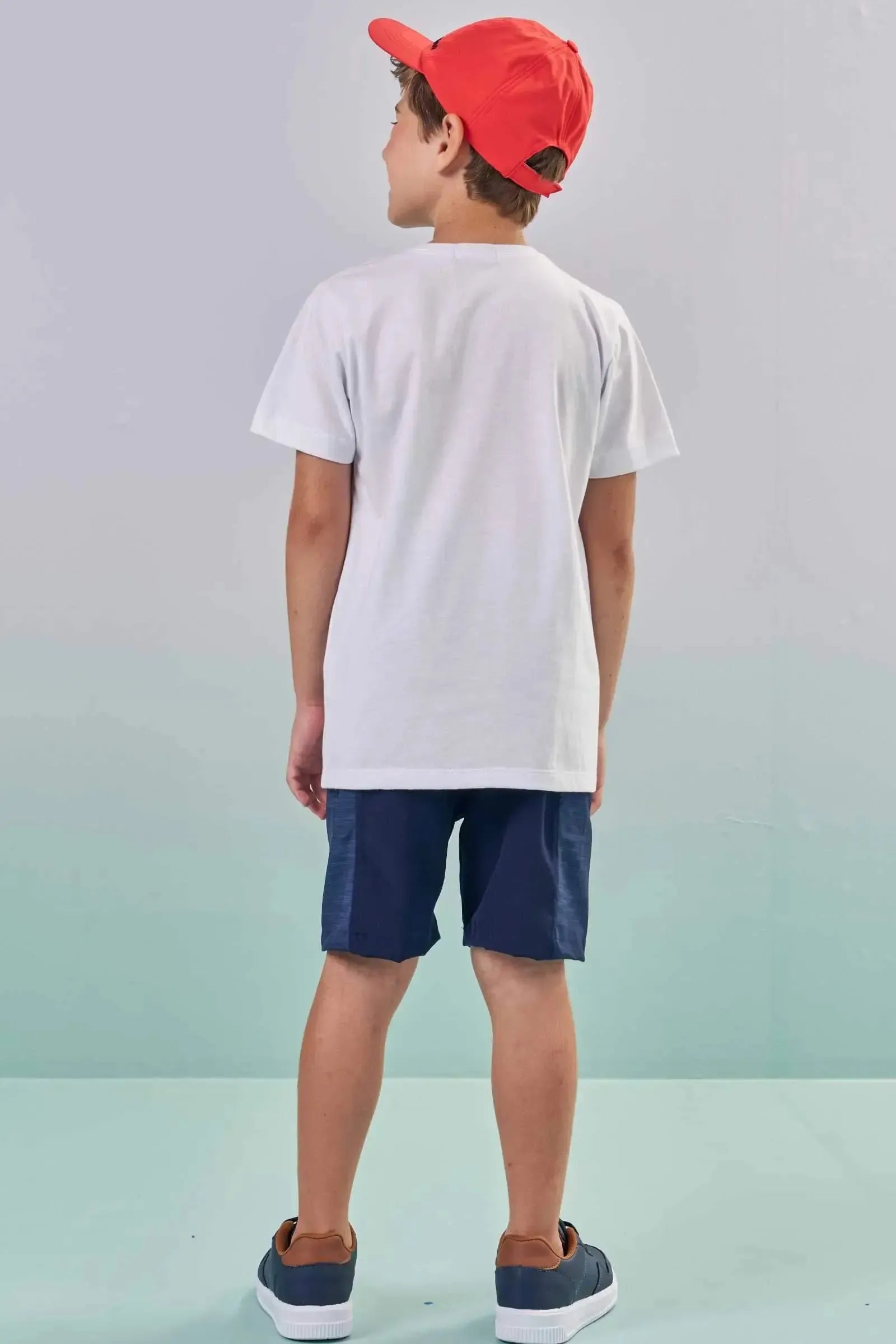 Conjunto de Camiseta em Meia Malha e Bermuda em Nylon Hidronatic com Elastano 87673 LucBoo Infantil Menino