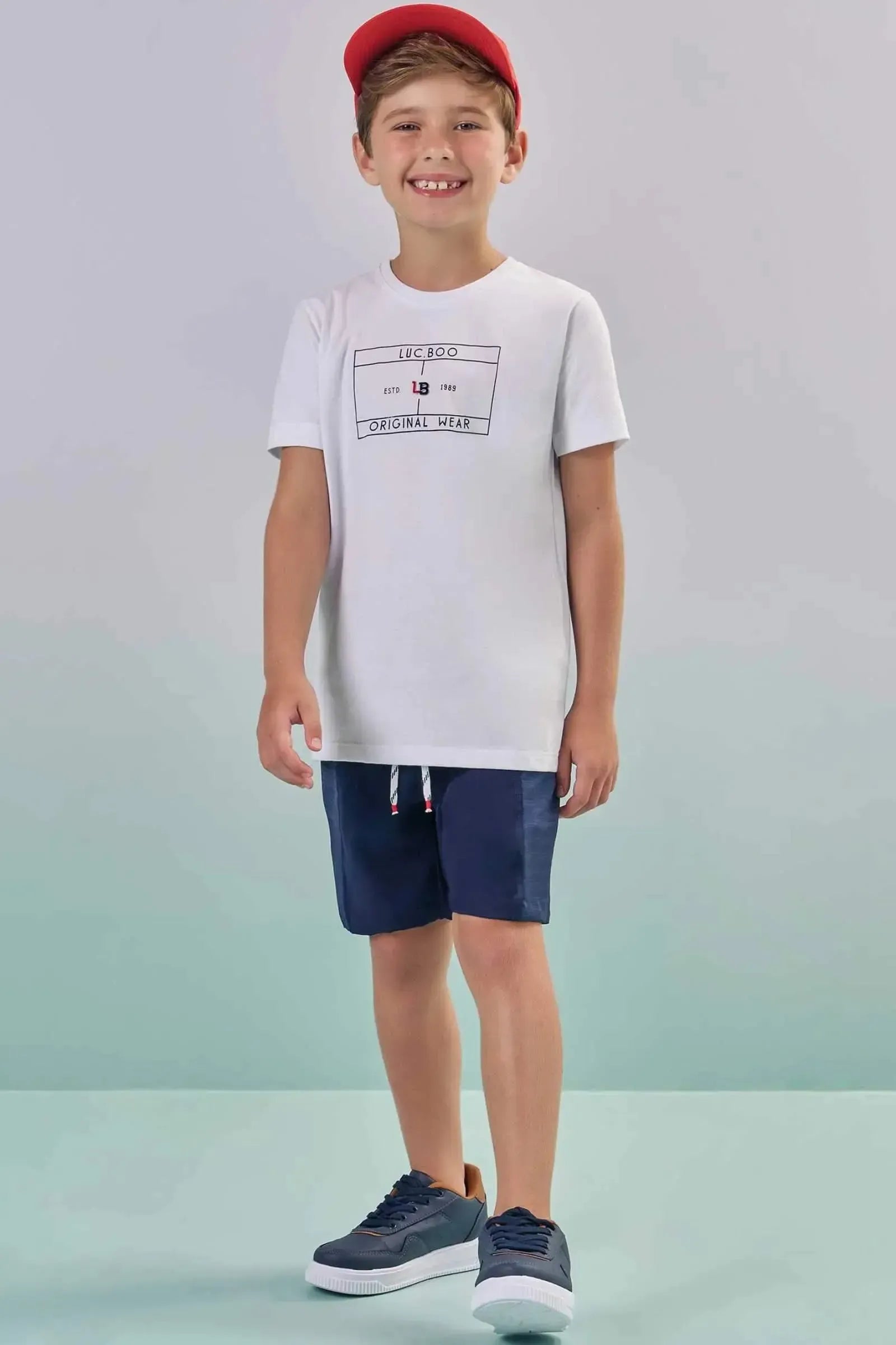 Conjunto de Camiseta em Meia Malha e Bermuda em Nylon Hidronatic com Elastano 87673 LucBoo Infantil Menino