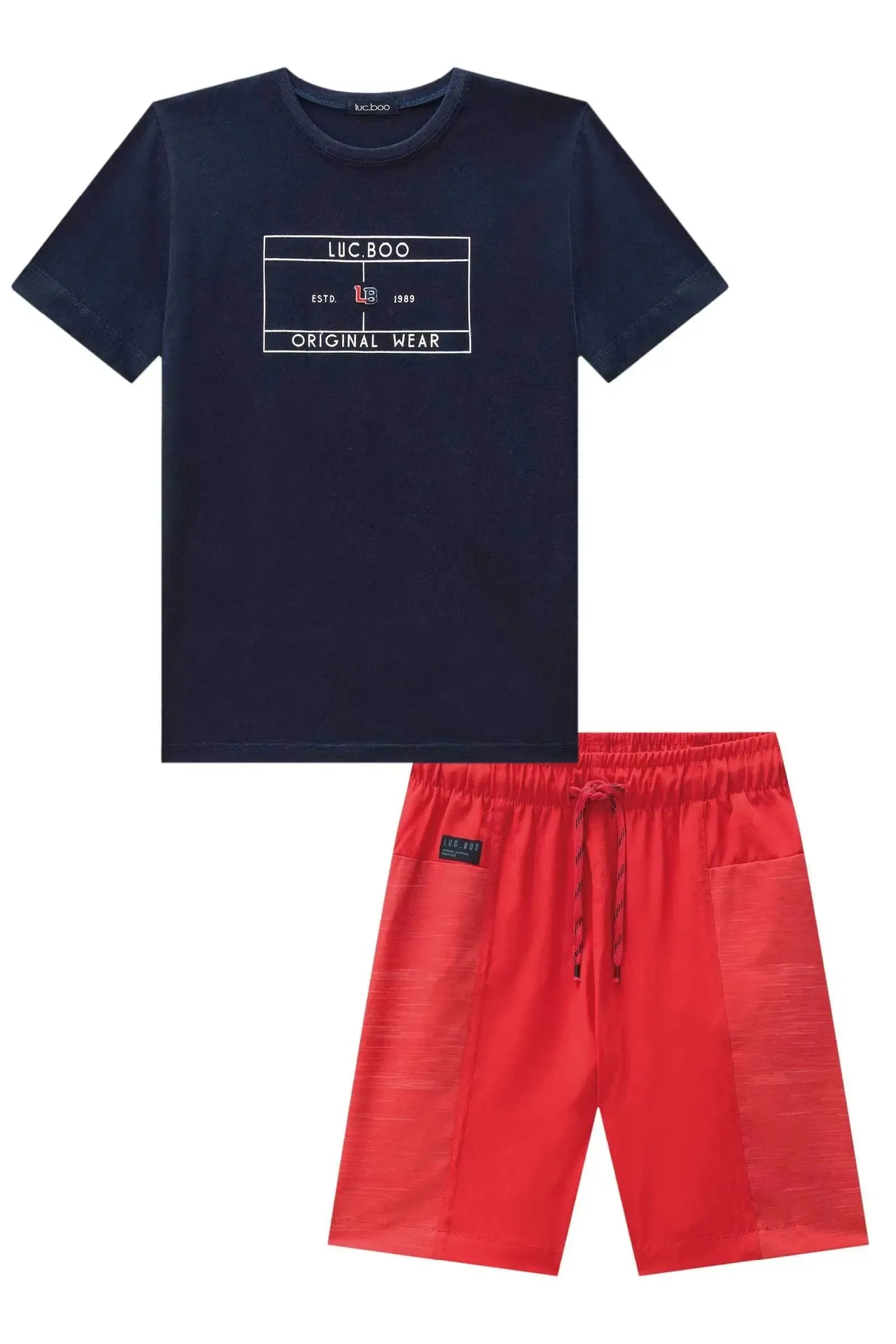 Conjunto de Camiseta em Meia Malha e Bermuda em Nylon Hidronatic com Elastano 87673 LucBoo Infantil Menino