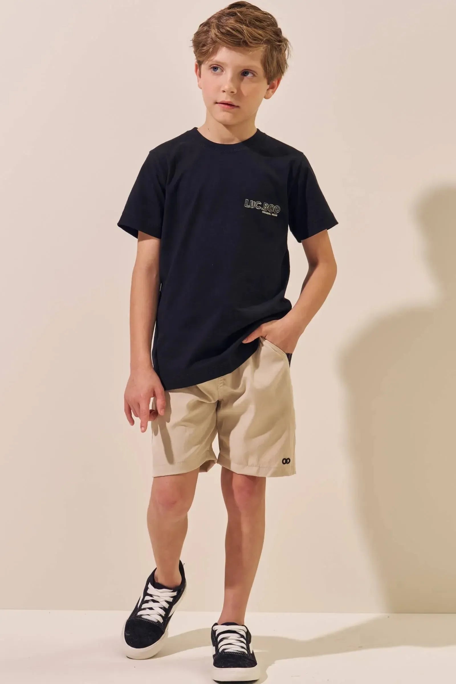 Conjunto de Camiseta em Meia Malha e Bermuda em Nylon Hidronatic Supersoft Premium 97255 LucBoo Infantil Menino