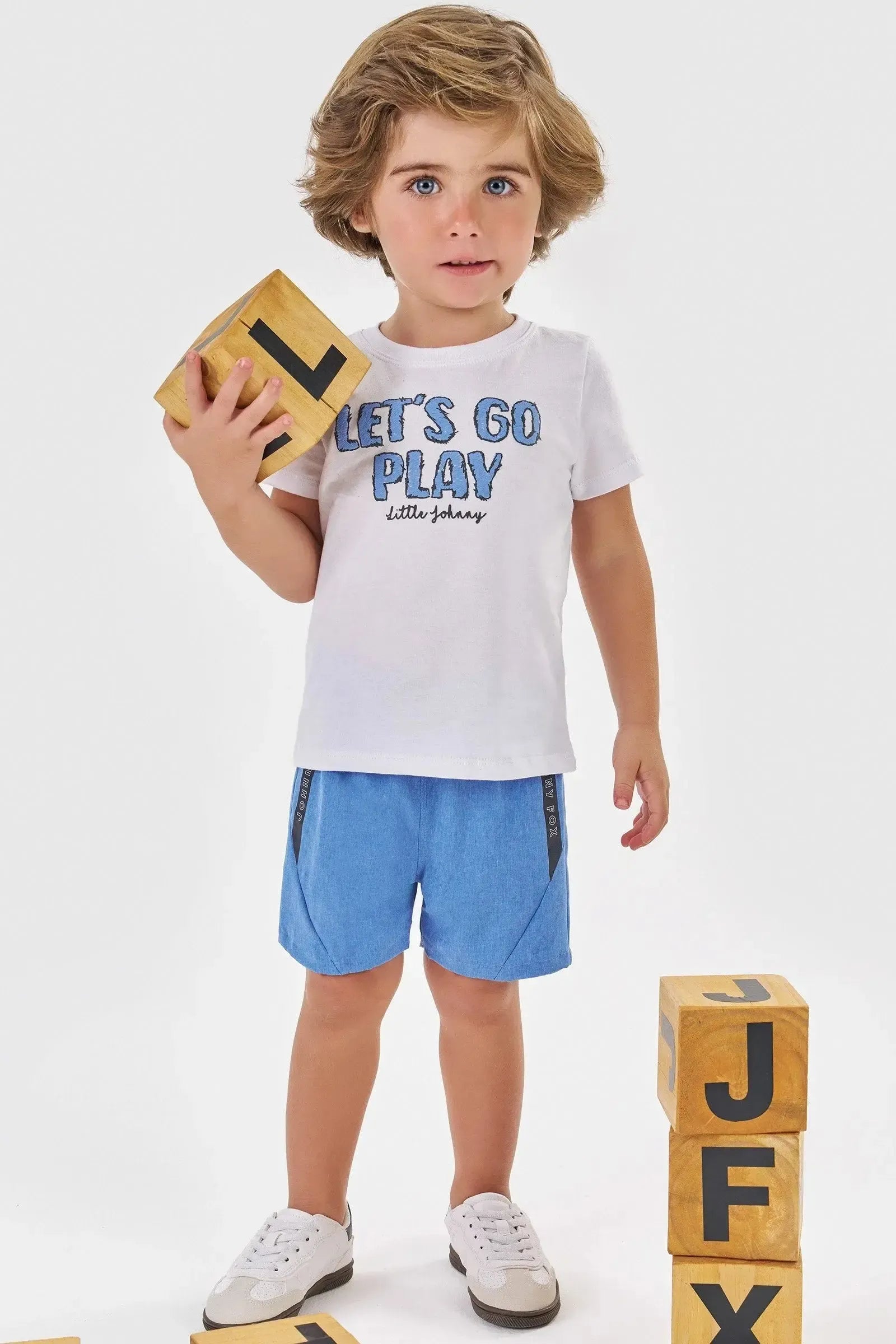 Conjunto de Camiseta em Meia Malha e Bermuda em Nylon Neo Blend com Elastano 87682 Johnny Fox Bebê Menino