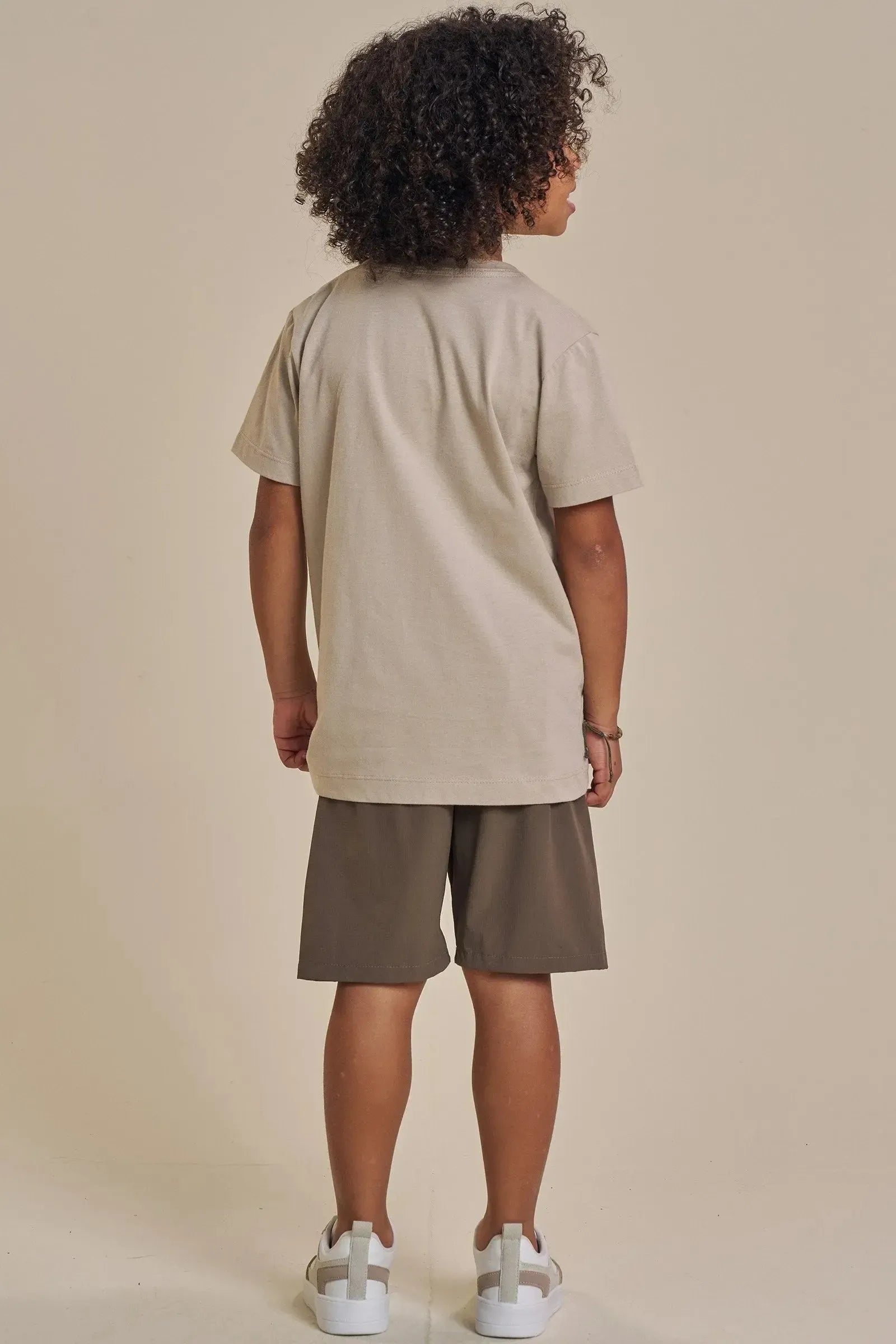 Conjunto de Camiseta em Meia Malha e Bermuda em Nylon Ripstop com Proteção UV50+ 93531 LucBoo Infantil Menino