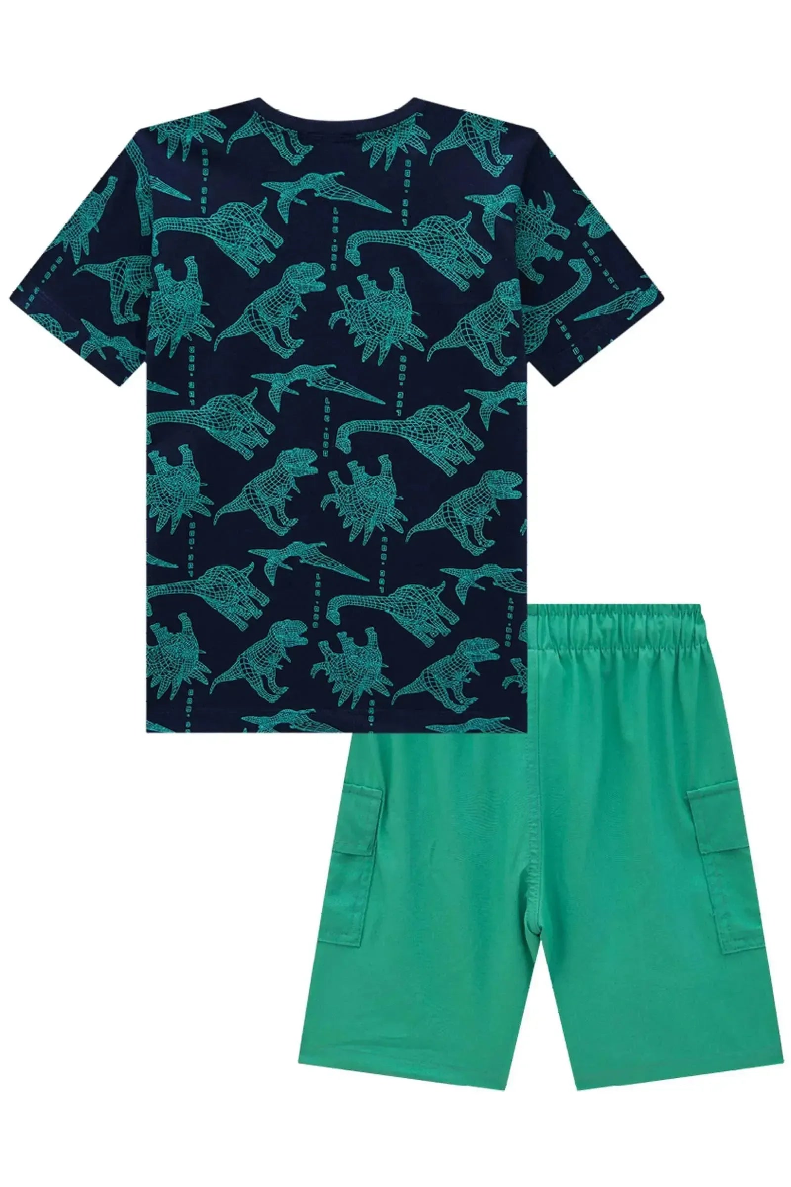 Conjunto de Camiseta em Meia Malha e Bermuda em Nylon Tecnospan com Elastano 83877 LucBoo Infantil Menino