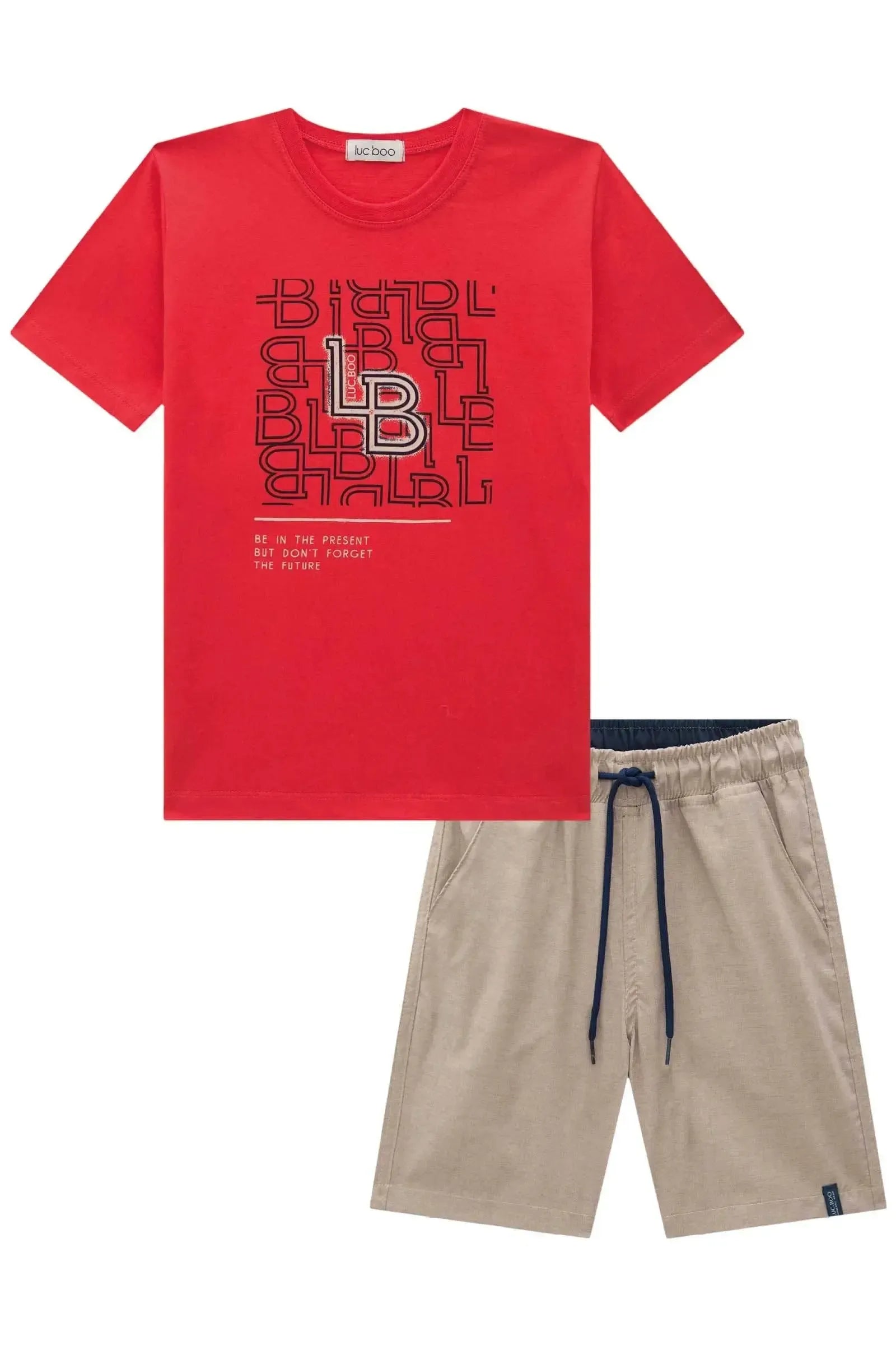 Conjunto de Camiseta em Meia Malha e Bermuda em Nylon Tecnospan com Elastano 84781 LucBoo Infantil Menino