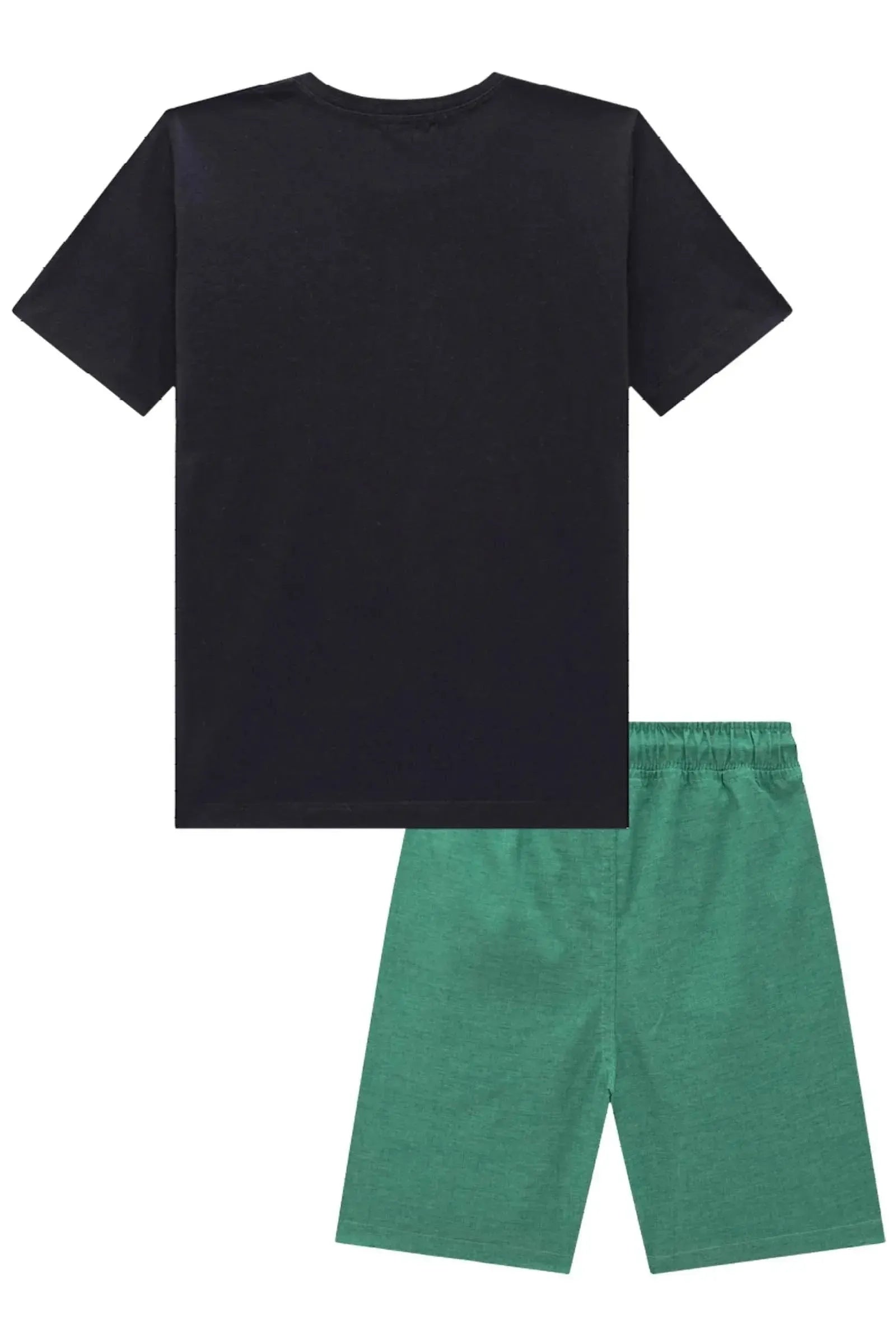 Conjunto de Camiseta em Meia Malha e Bermuda em Nylon Tecnospan com Elastano 84781 LucBoo Infantil Menino