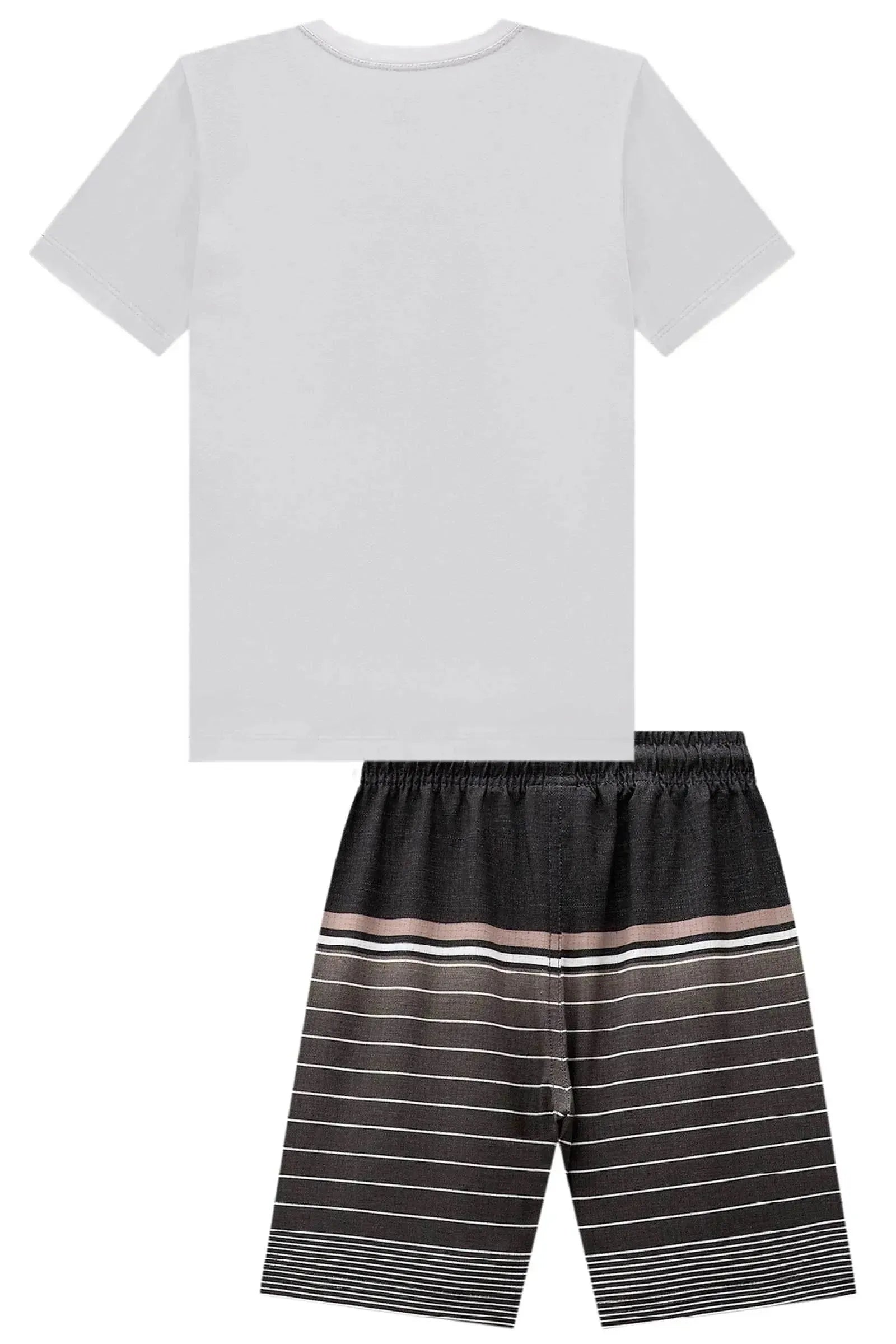 Conjunto de Camiseta em Meia Malha e Bermuda em Rip Stop Air Flex com Elastano 99602 LucBoo Infantil Menino