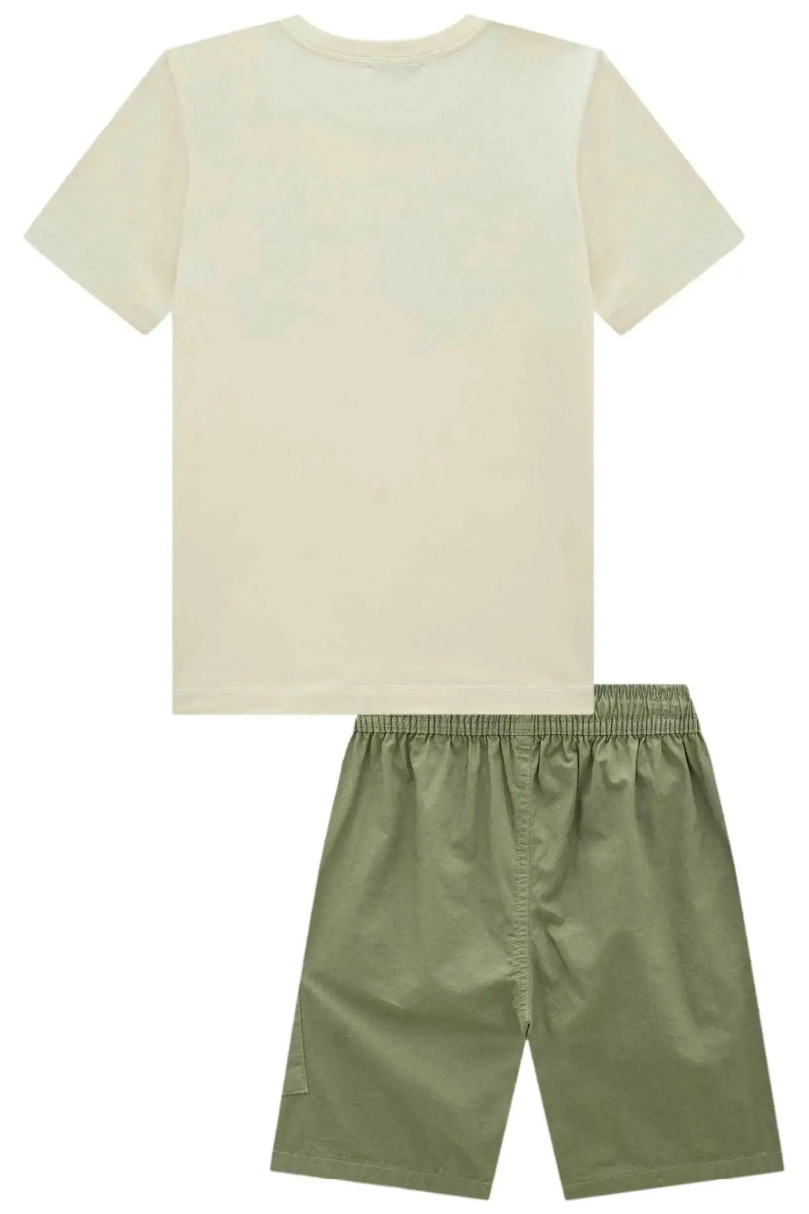 Conjunto de Camiseta em Meia Malha e Bermuda em Sarja Empapelada 99632 LucBoo Infantil Menino