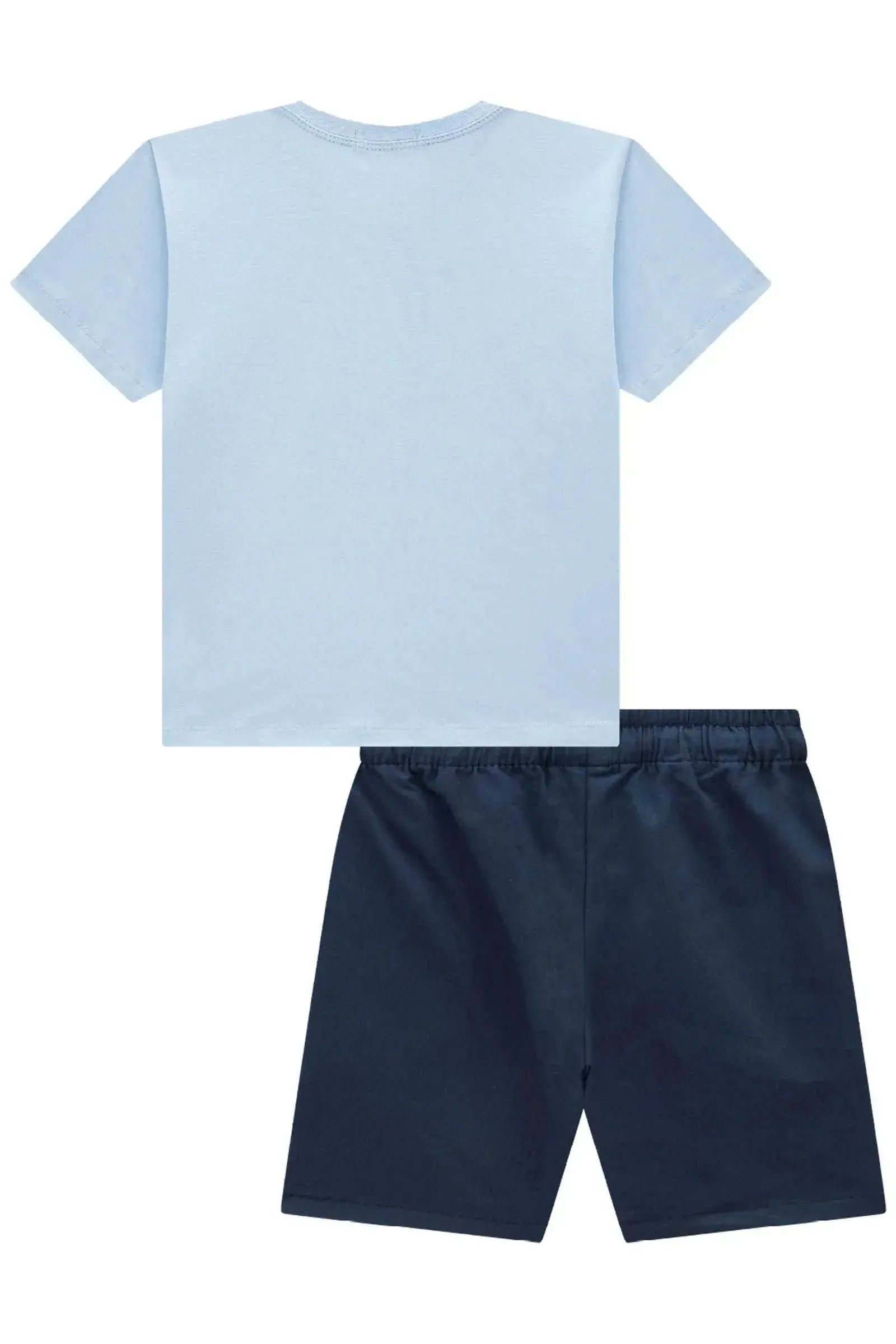 Conjunto de Camiseta em Meia Malha e Bermuda em Sarja Girassol com Elastano 96226 LucBoo Infantil Menino