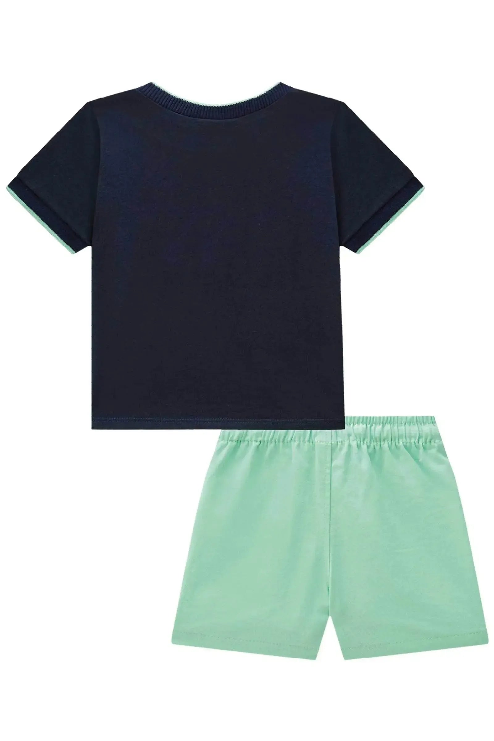 Conjunto de Camiseta em Meia Malha e Bermuda em Sarja Girassol com Elastano 87629 LucBoo Bebê Menino