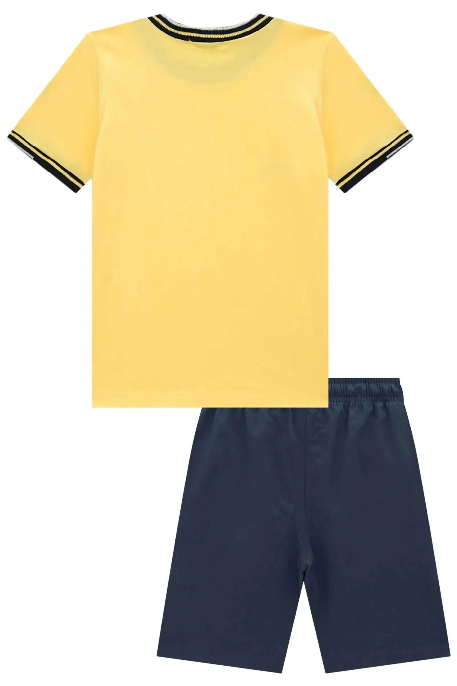 Conjunto de Camiseta em Meia Malha e Bermuda em Sarja Girassol com Elastano 96986 LucBoo Infantil Menino
