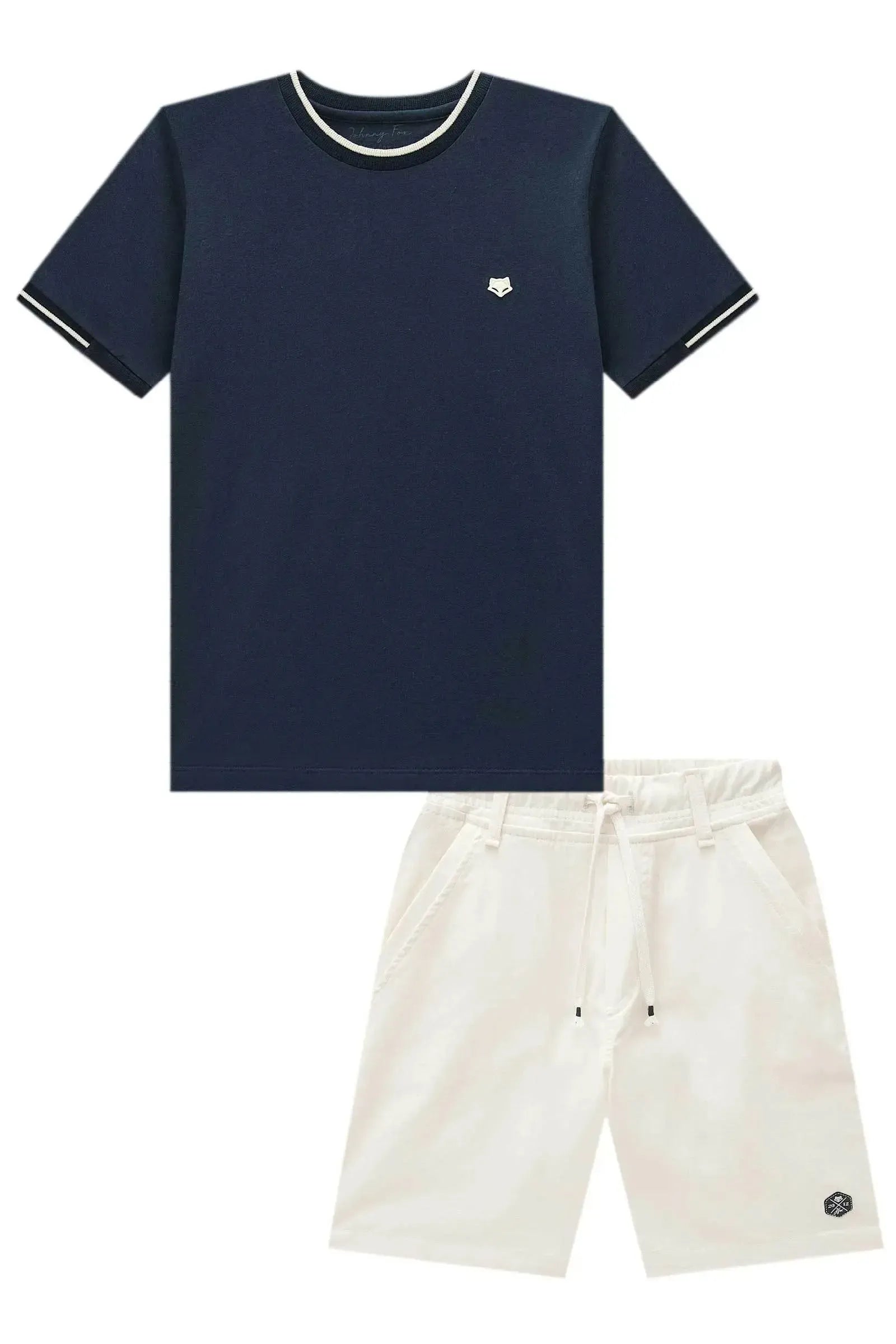 Conjunto de Camiseta em Meia Malha e Bermuda em Sarja Girassol com Elastano 98834 Johnny Fox Teen Menino