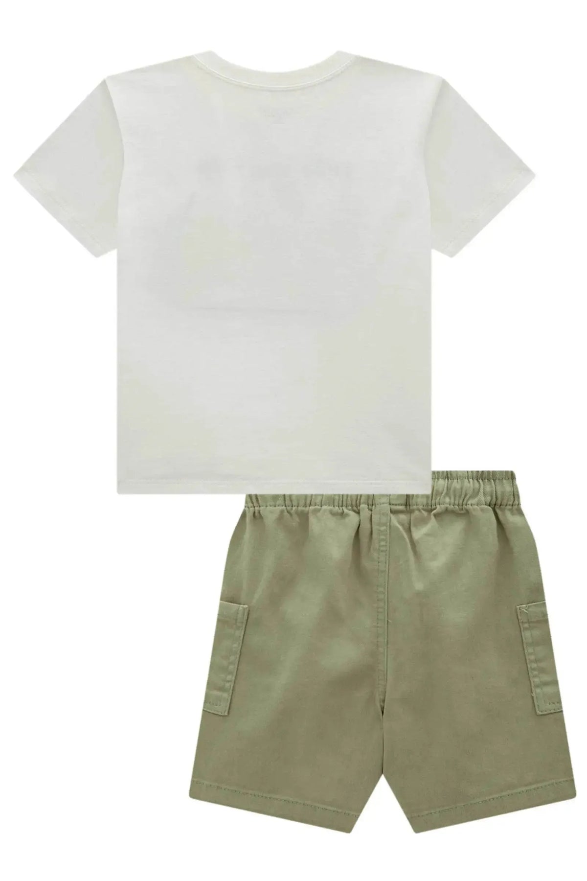 Conjunto de Camiseta em Meia Malha e Bermuda em Sarja Ônix com Elastano 99059 LucBoo Infantil Menino