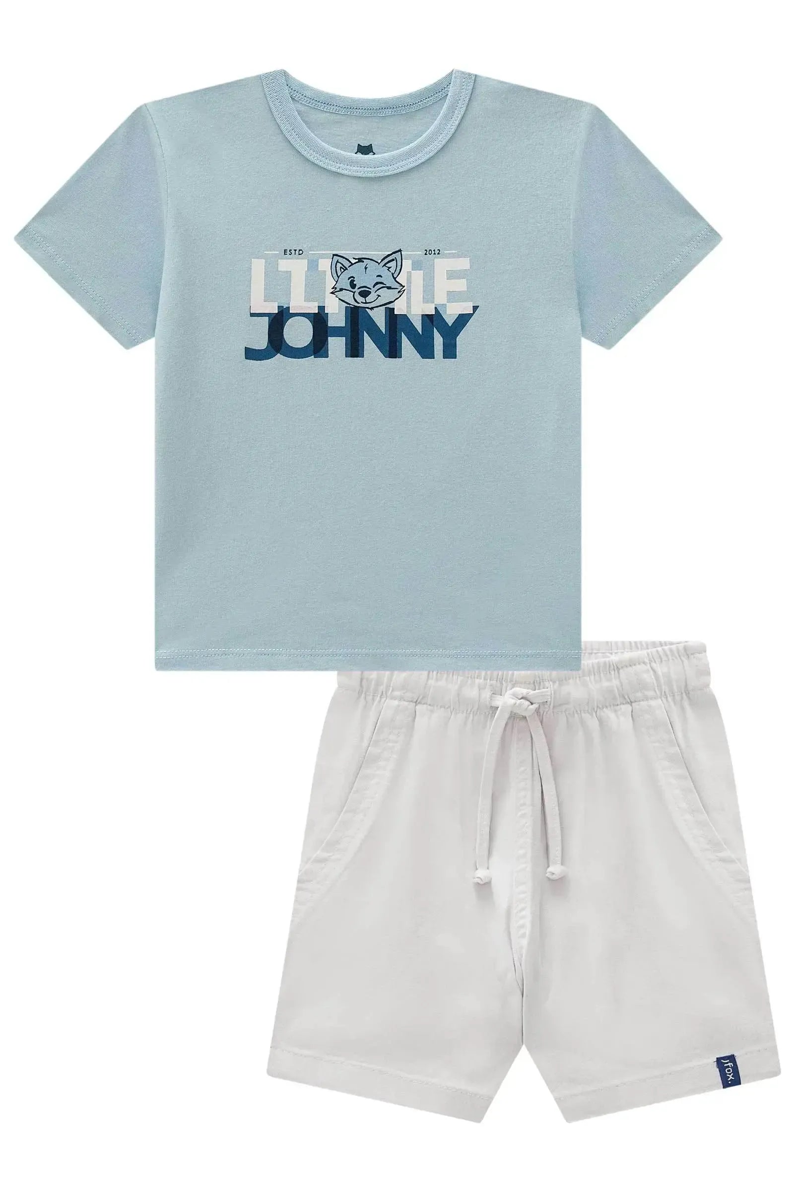 Conjunto de Camiseta em Meia Malha e Bermuda em Sarja Ônix com Elastano 99244 Johnny Fox Teen Menino