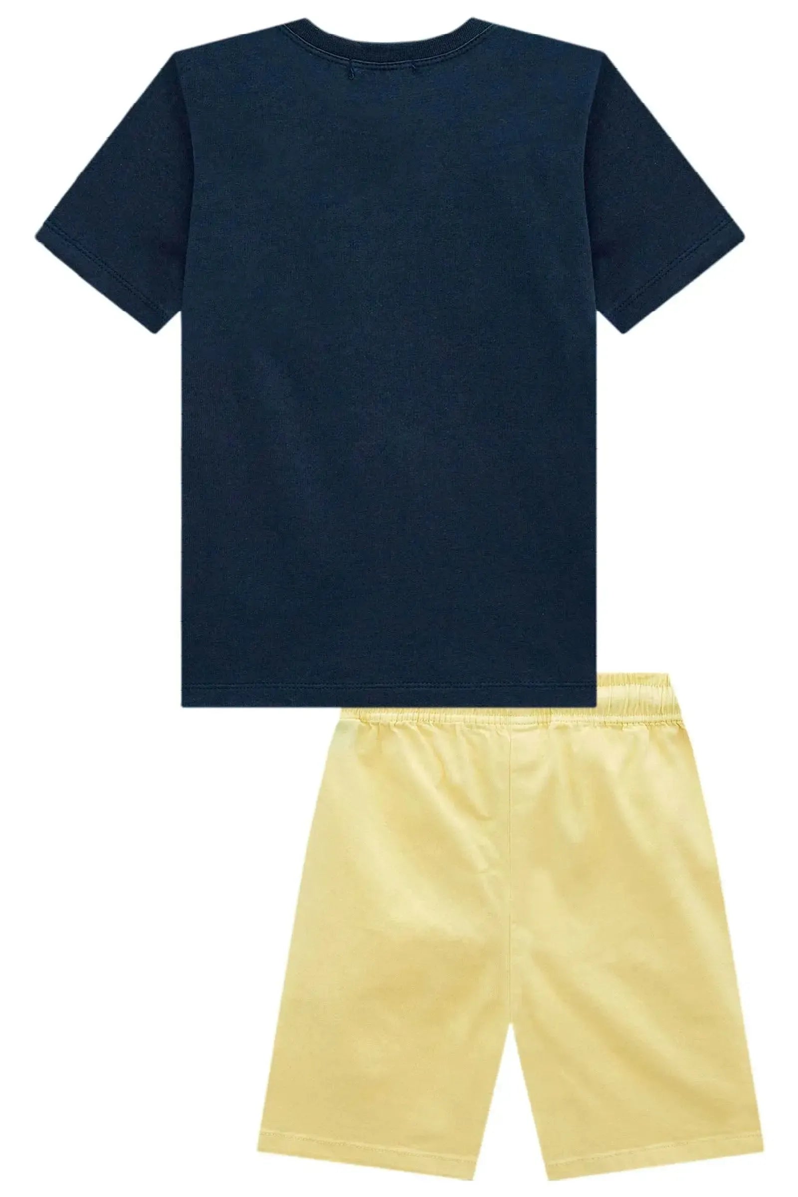 Conjunto de Camiseta em Meia Malha e Bermuda em Sarja Ônix com Elastano 99307 LucBoo Infantil Menino