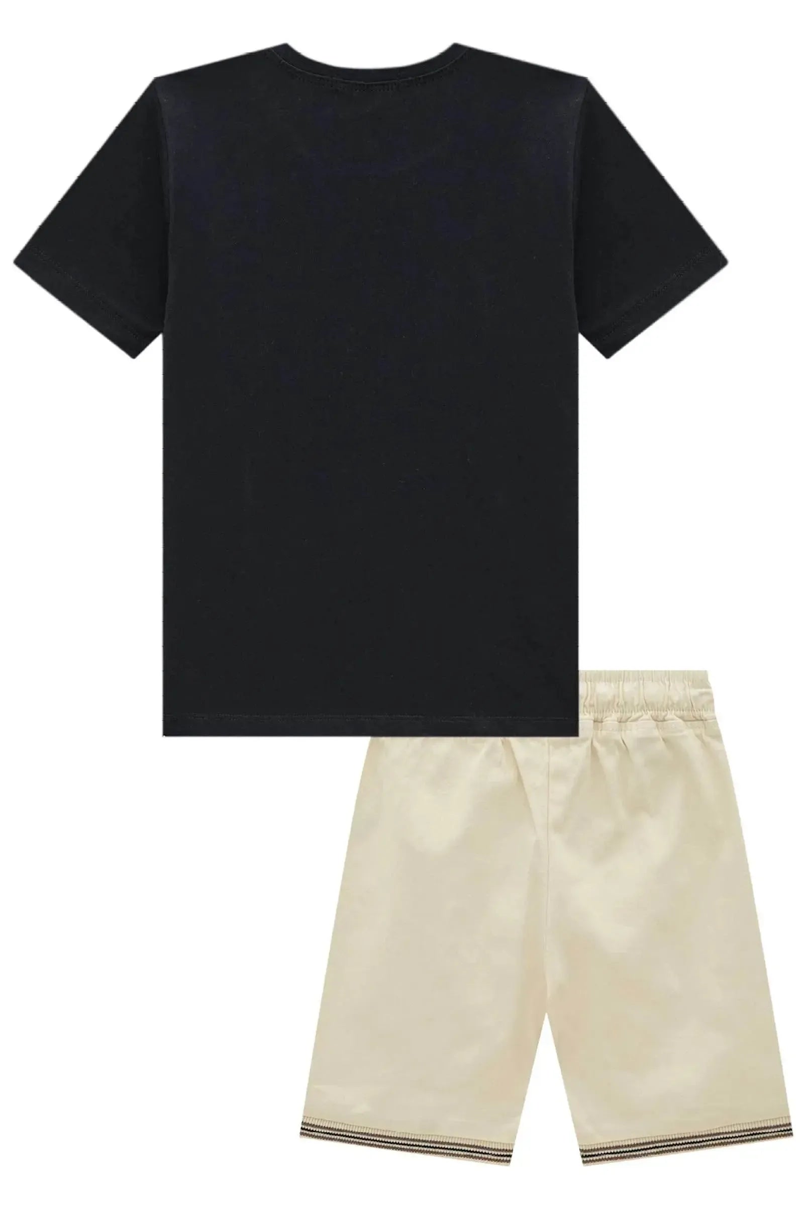 Conjunto de Camiseta em Meia Malha e Bermuda em Sarja Stretch com Elastano 96980 LucBoo Infantil Menino